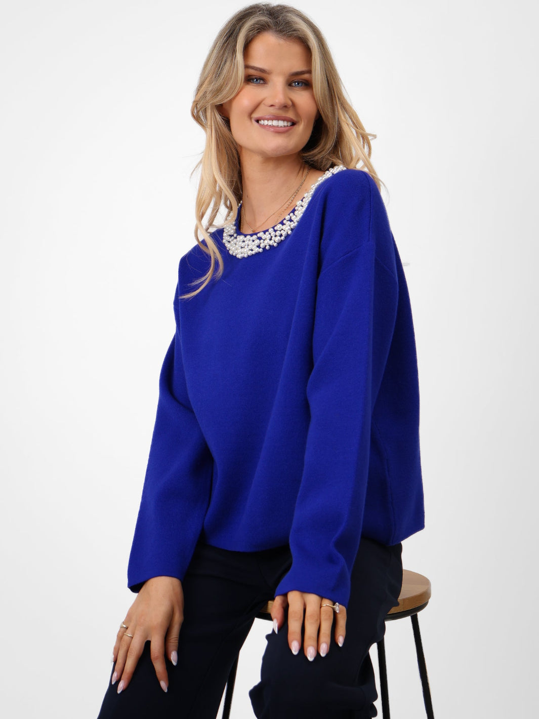 Kate & Pippa Annabelle Knit Jumper In Royal Blue-Kate & Pippa Autumn/Winter Ladies Clothing