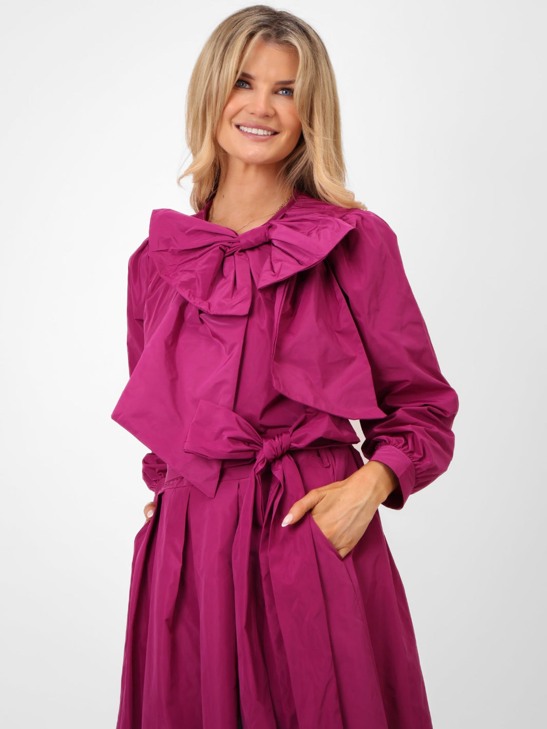 Kate & Pippa Aria Taffeta Top In Magenta-Kate & Pippa Autumn/Winter Ladies Clothing