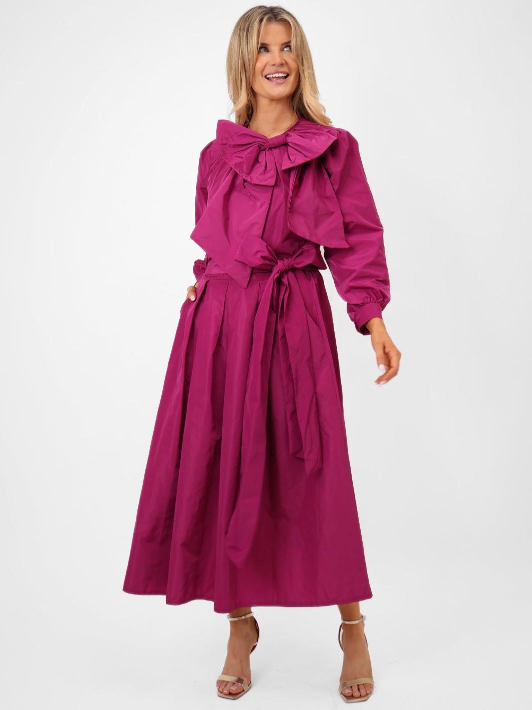 Kate & Pippa Aria Taffeta Top In Magenta-Kate & Pippa Autumn/Winter Ladies Clothing