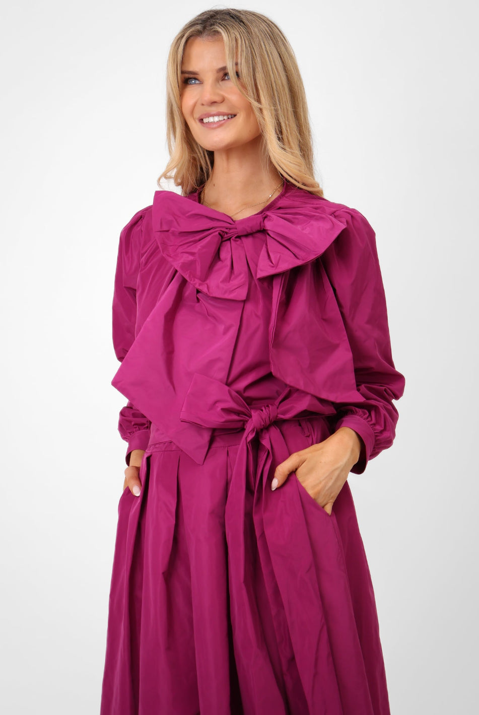 Kate & Pippa Aria Taffeta Top In Magenta-Kate & Pippa Autumn/Winter Ladies Clothing