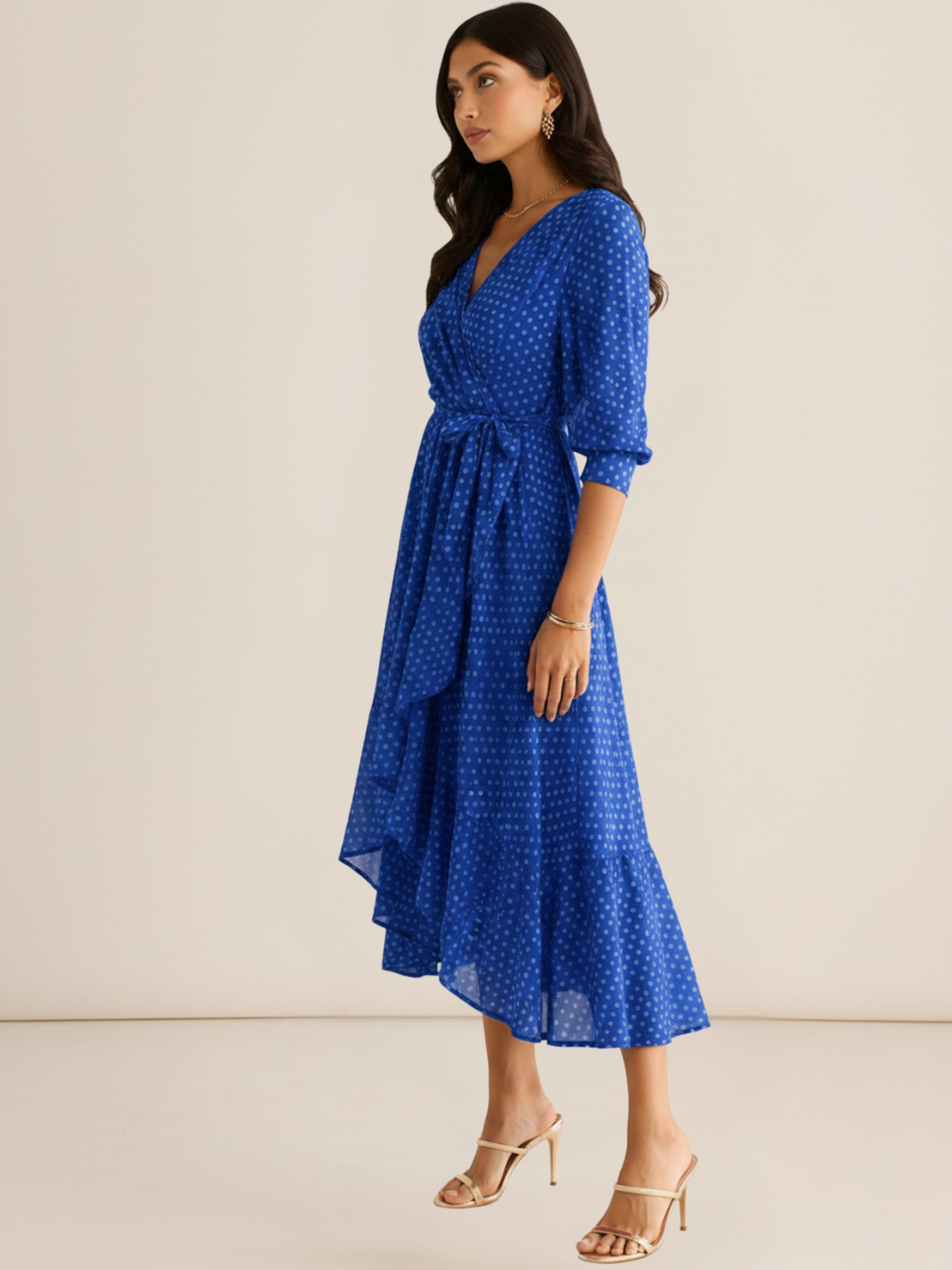 Kate & Pippa Ballerina Midi Dress In Blue Print-Kate & Pippa