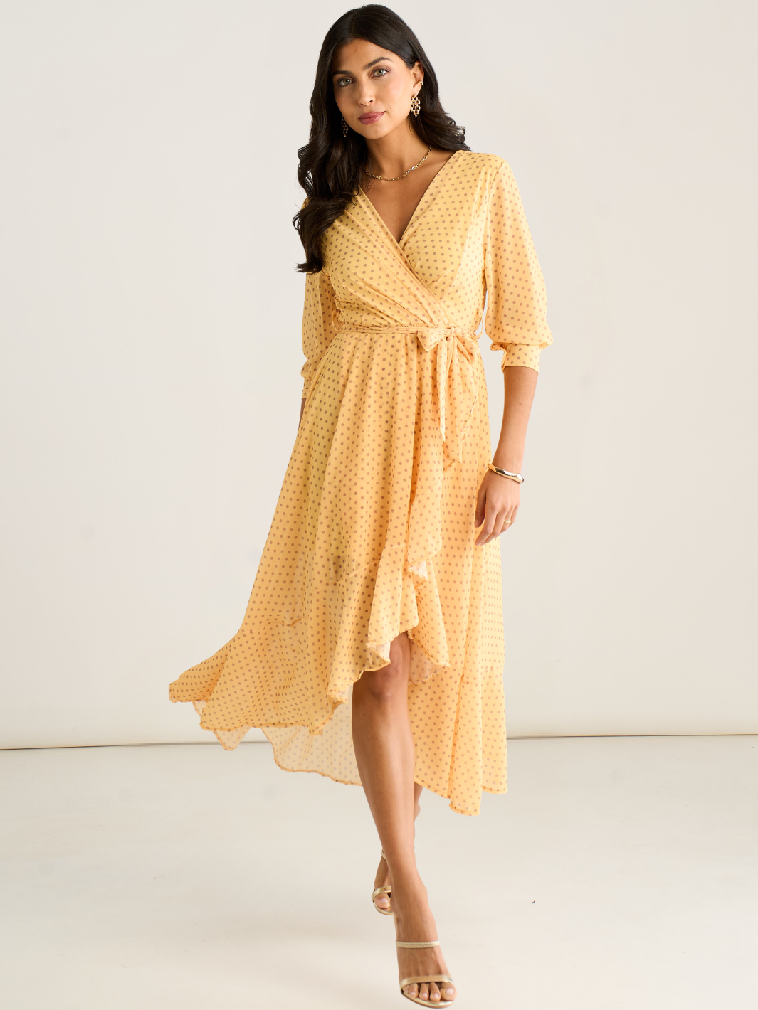 Kate & Pippa Ballerina Midi Dress In Yellow Print-Kate & Pippa