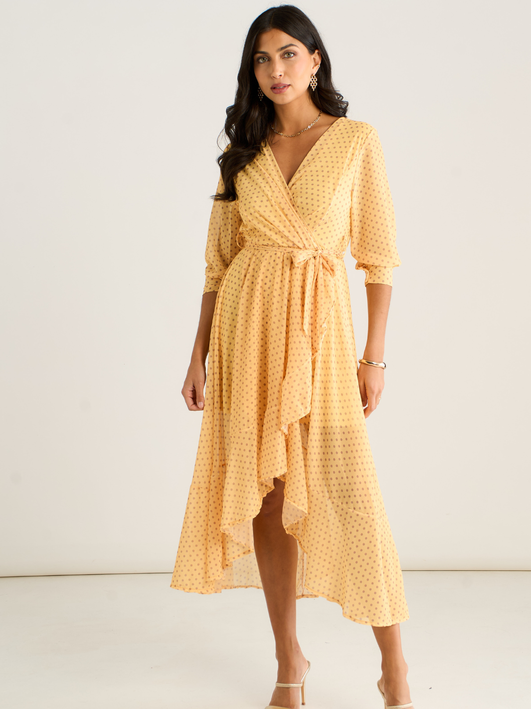 Kate & Pippa Ballerina Midi Dress In Yellow Print-Kate & Pippa