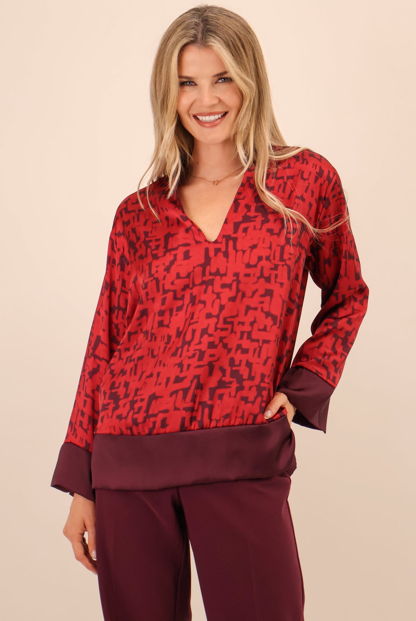 Kate & Pippa Barca Top In Red-Nicola Ross