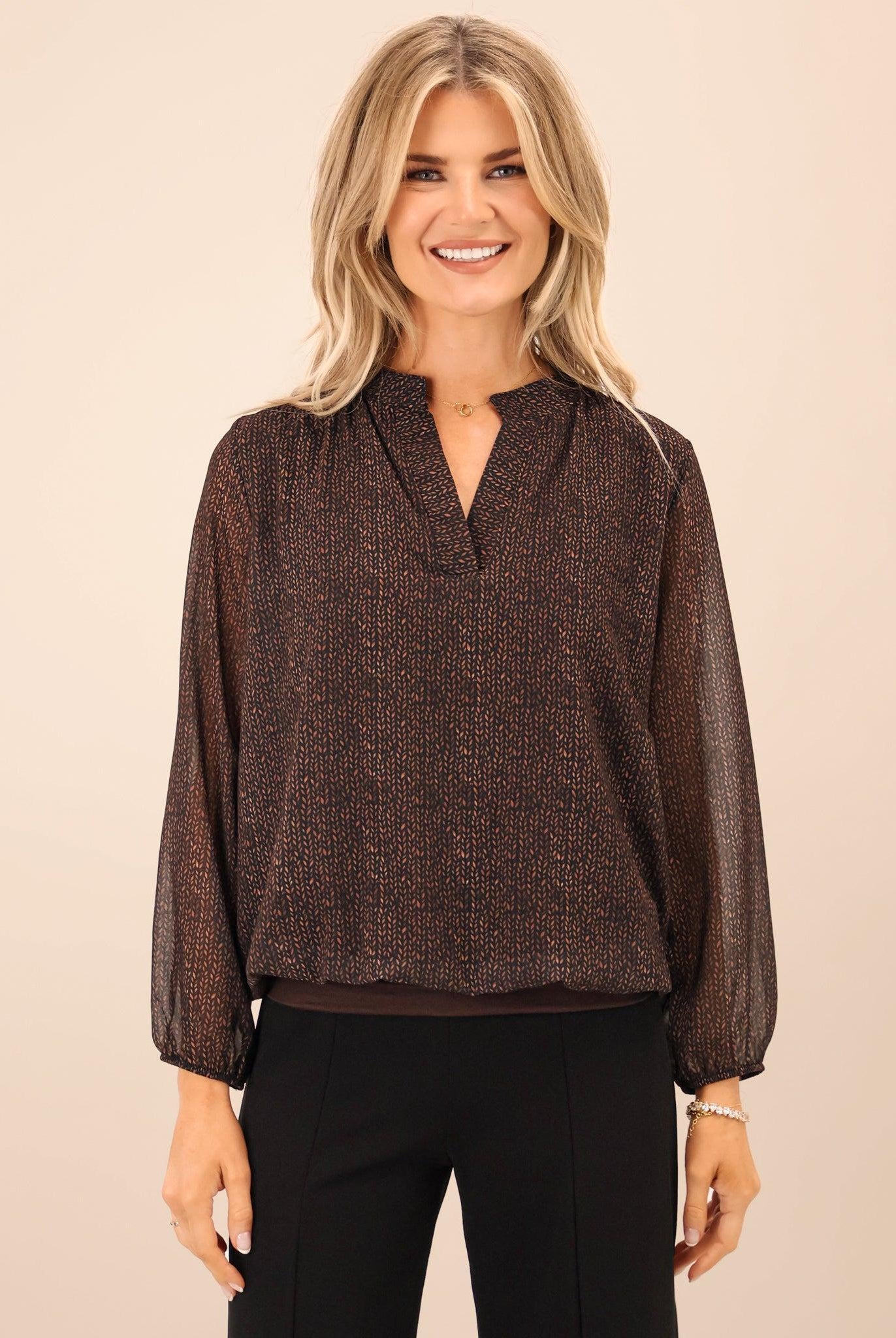 Kate & Pippa Bella Band Top In Brown-Kate & Pippa