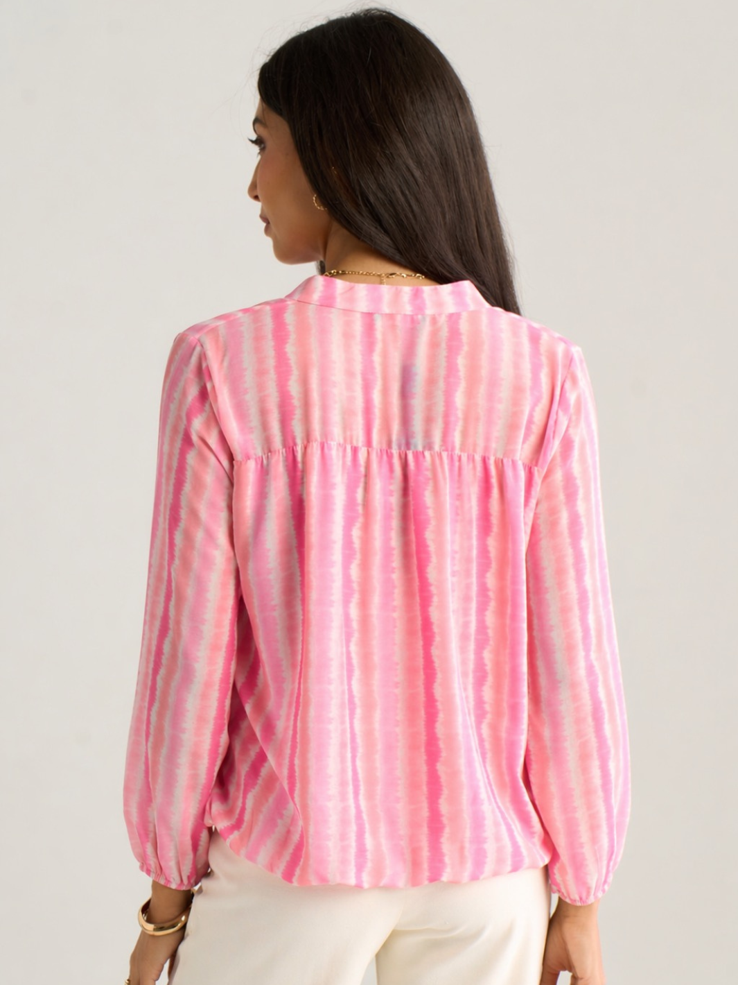 Kate & Pippa Bella Band Top In Light Pink Wave Print-Kate & Pippa