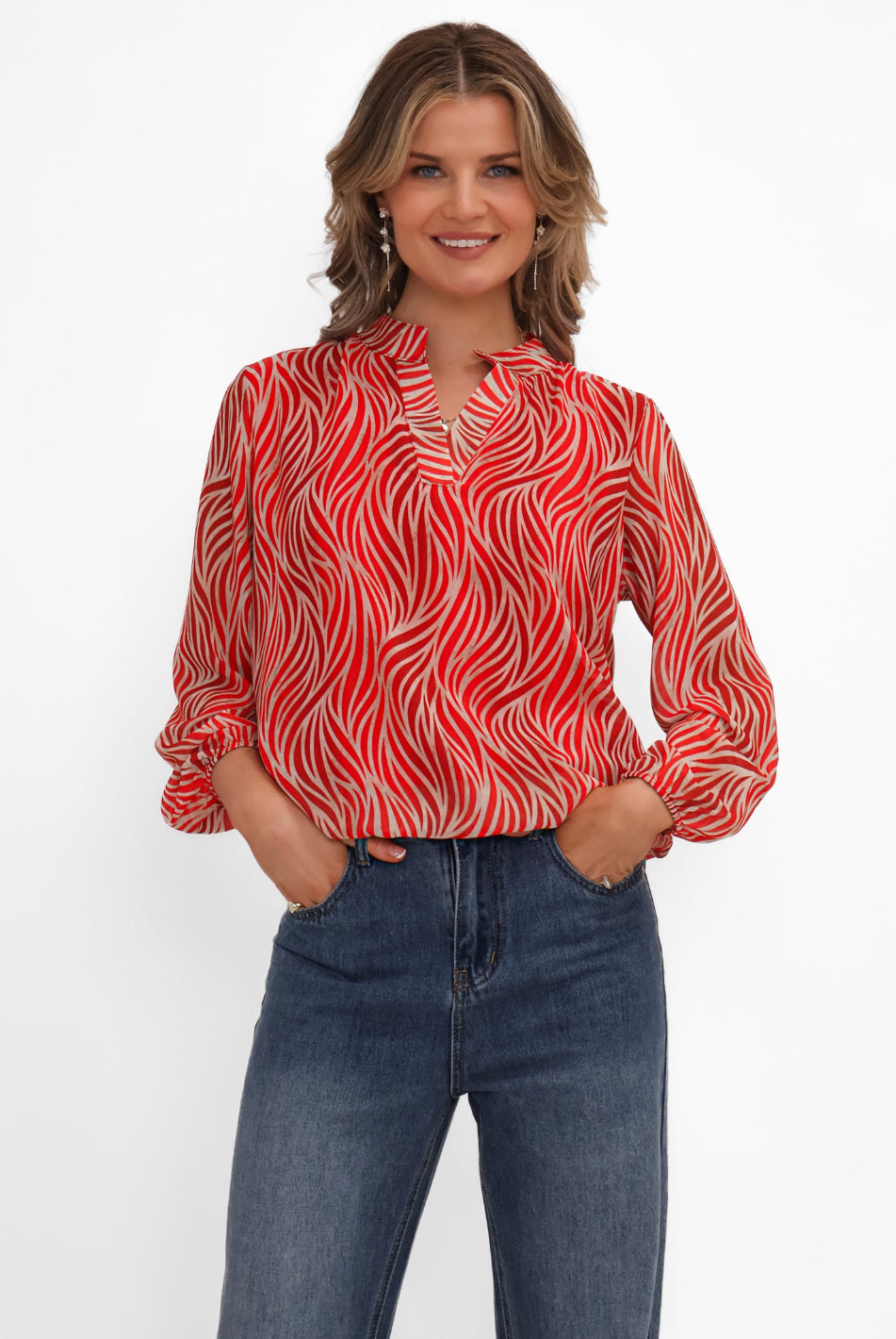Kate & Pippa Bella Band Top In Red Animal-Kate & Pippa