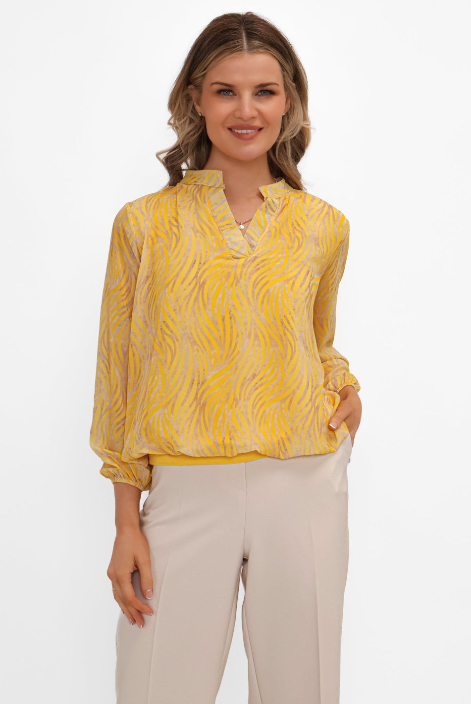 Kate & Pippa Bella Band Top In Yellow Animal-Kate & Pippa