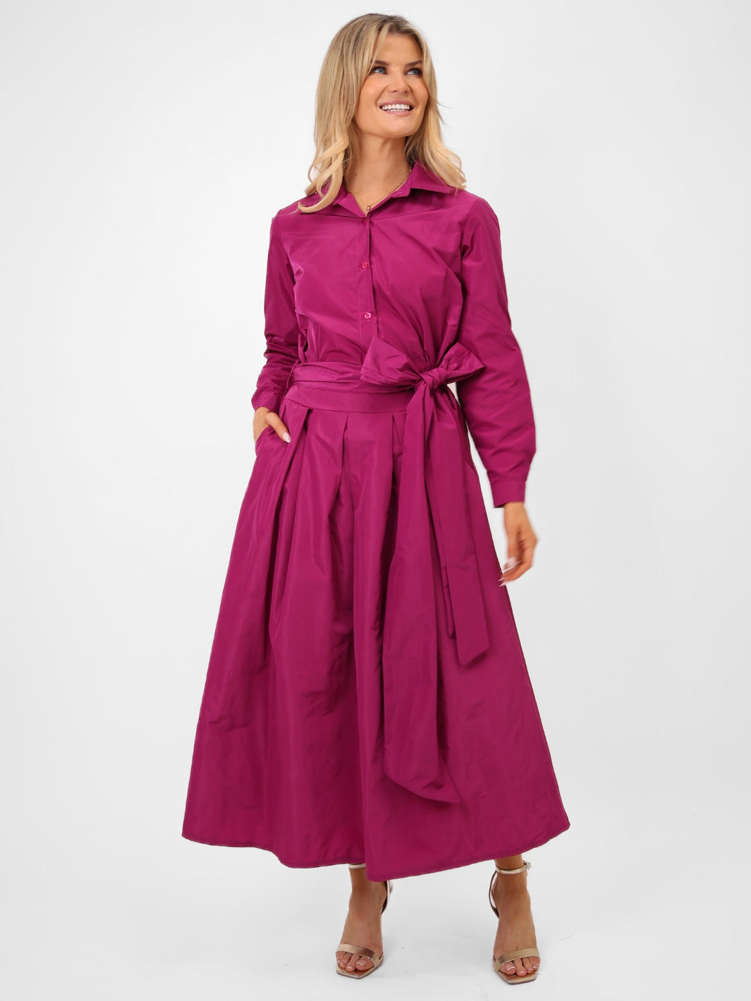 Kate & Pippa Blair Taffeta Skirt In Magenta-Kate & Pippa Autumn/Winter Ladies Clothing