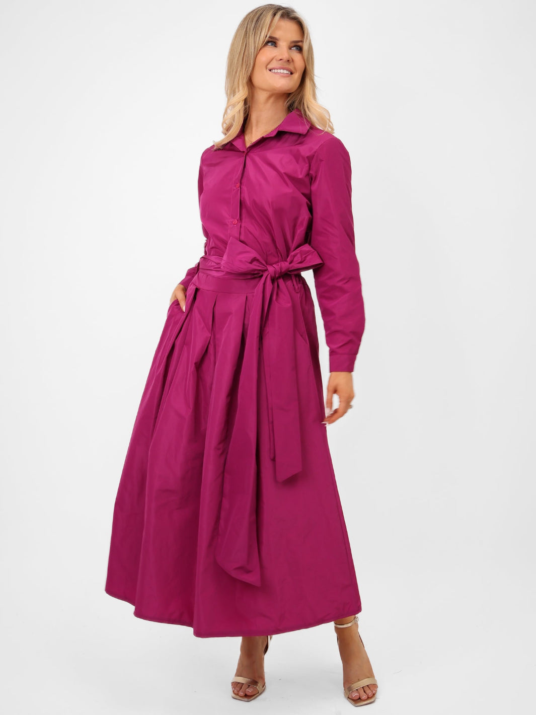 Kate & Pippa Blair Taffeta Skirt In Magenta-Kate & Pippa Autumn/Winter Ladies Clothing