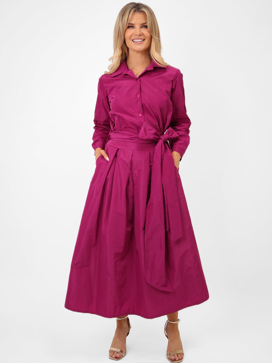 Kate & Pippa Blair Taffeta Skirt In Magenta-Kate & Pippa Autumn/Winter Ladies Clothing