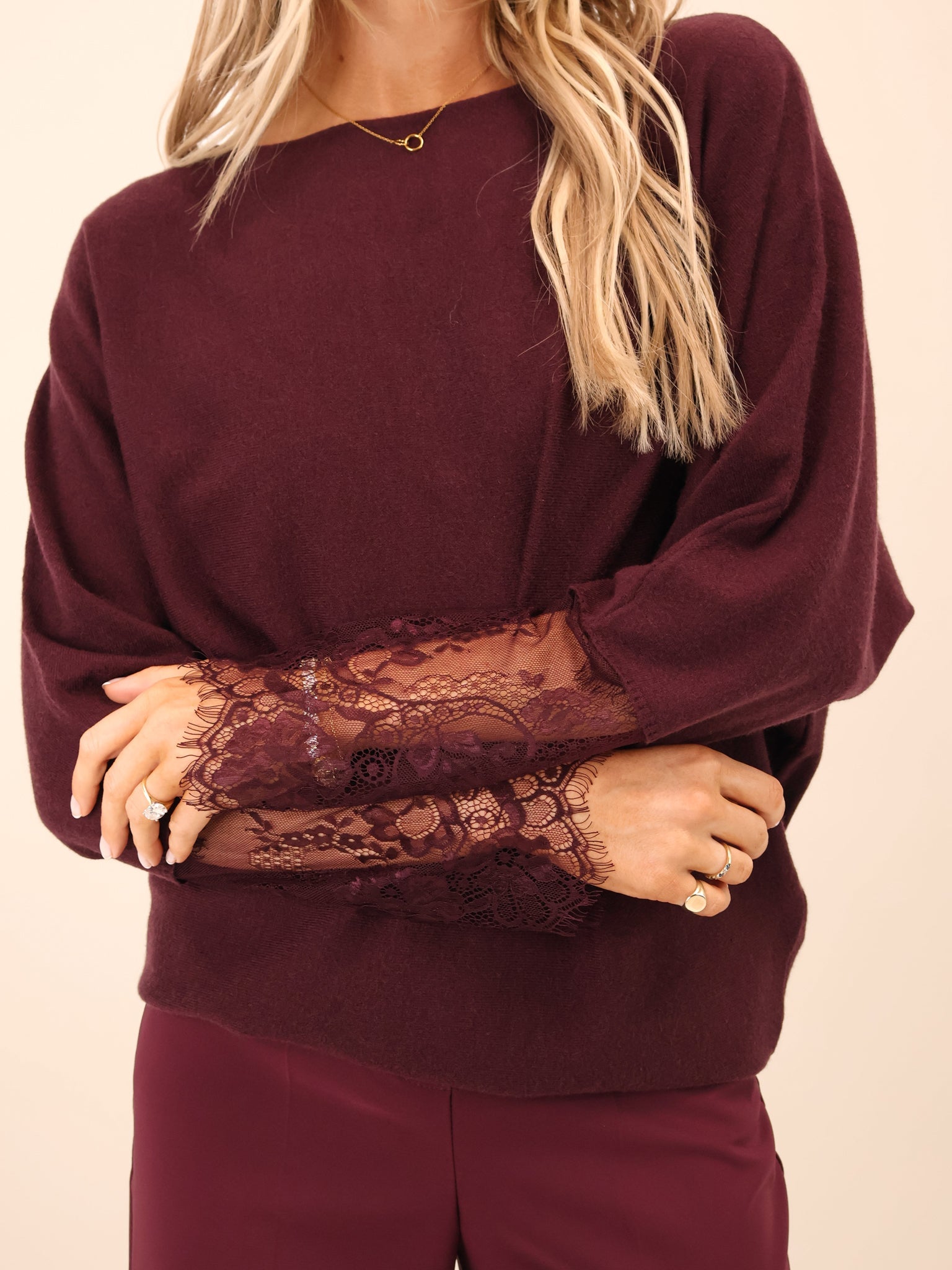 Kate & Pippa Blakely Lace Knit In Mulberry-Kate & Pippa
