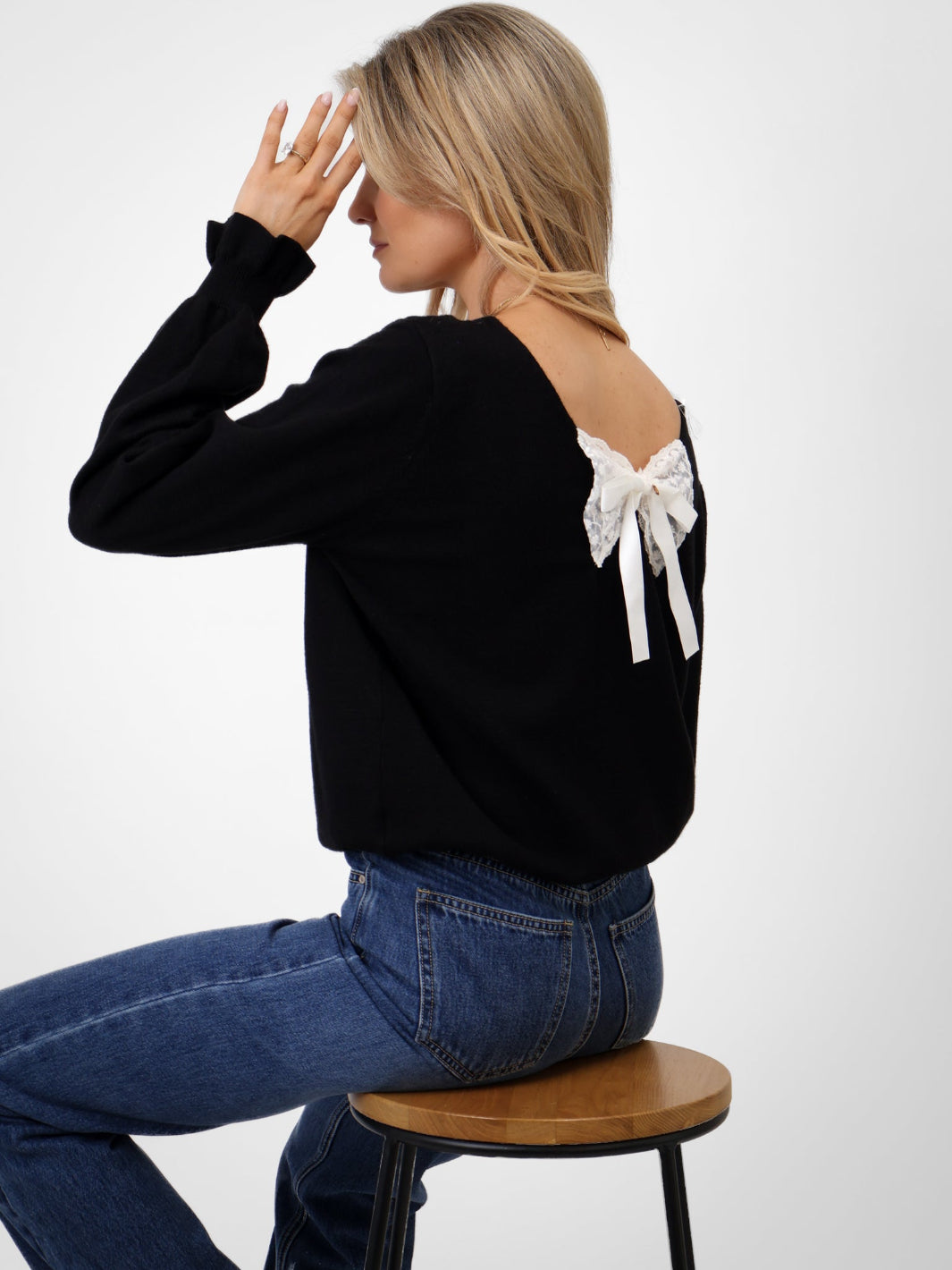 Kate & Pippa Bliss Bow Knit Jumper In Black-Kate & Pippa Autumn/Winter Ladies Clothing