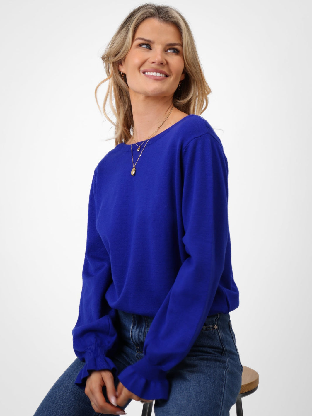 Kate & Pippa Bliss Bow Knit Jumper In Blue-Kate & Pippa Autumn/Winter Ladies Clothing