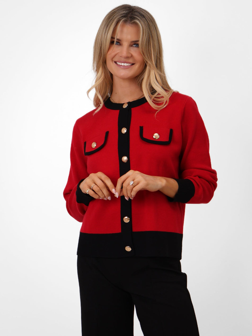 Kate & Pippa Coco Knit In Red / Black-Kate & Pippa Autumn/Winter Ladies Clothing