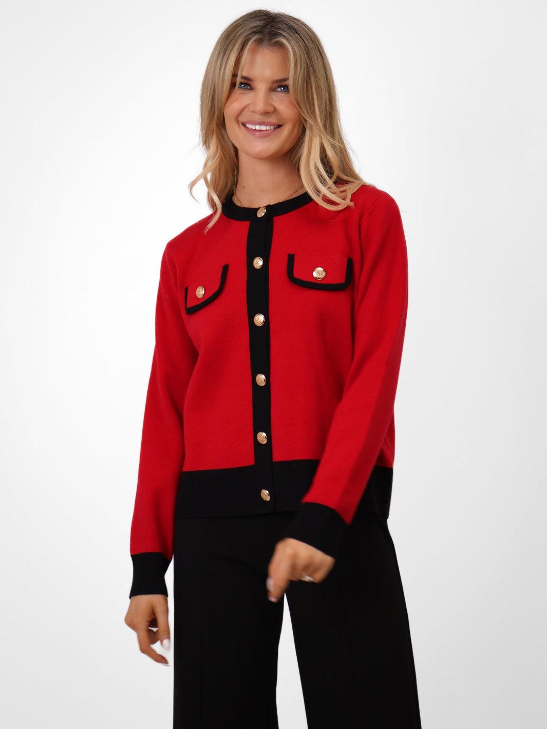 Kate & Pippa Coco Knit In Red / Black-Kate & Pippa Autumn/Winter Ladies Clothing
