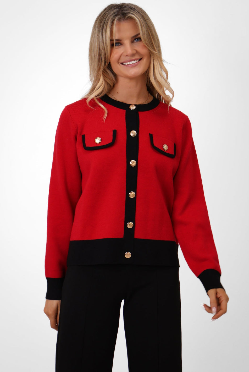 Kate & Pippa Coco Knit In Red / Black-Kate & Pippa Autumn/Winter Ladies Clothing