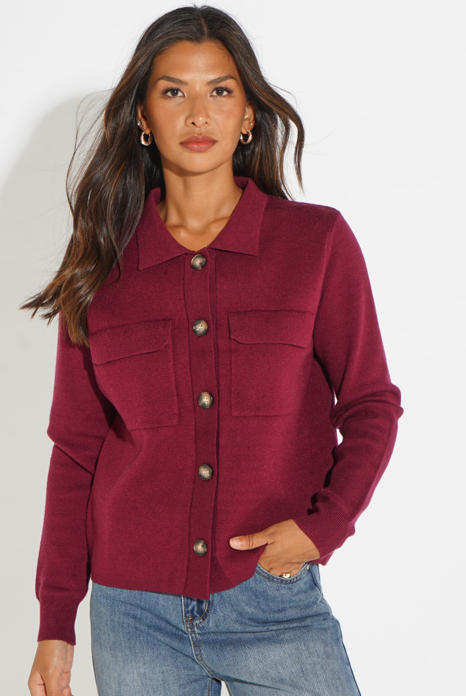 Kate & Pippa Dani Cardigan In Plum-Kate & Pippa