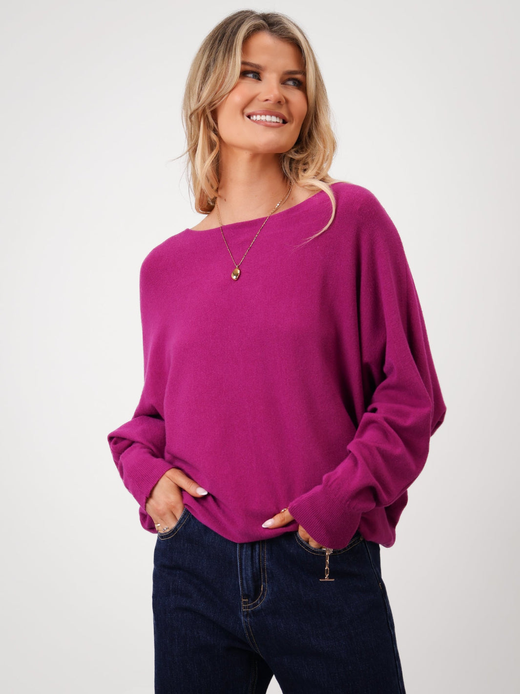 Kate & Pippa Elba Pearl Detail Knit Jumper In Plum-Kate & Pippa Autumn/Winter Ladies Clothing