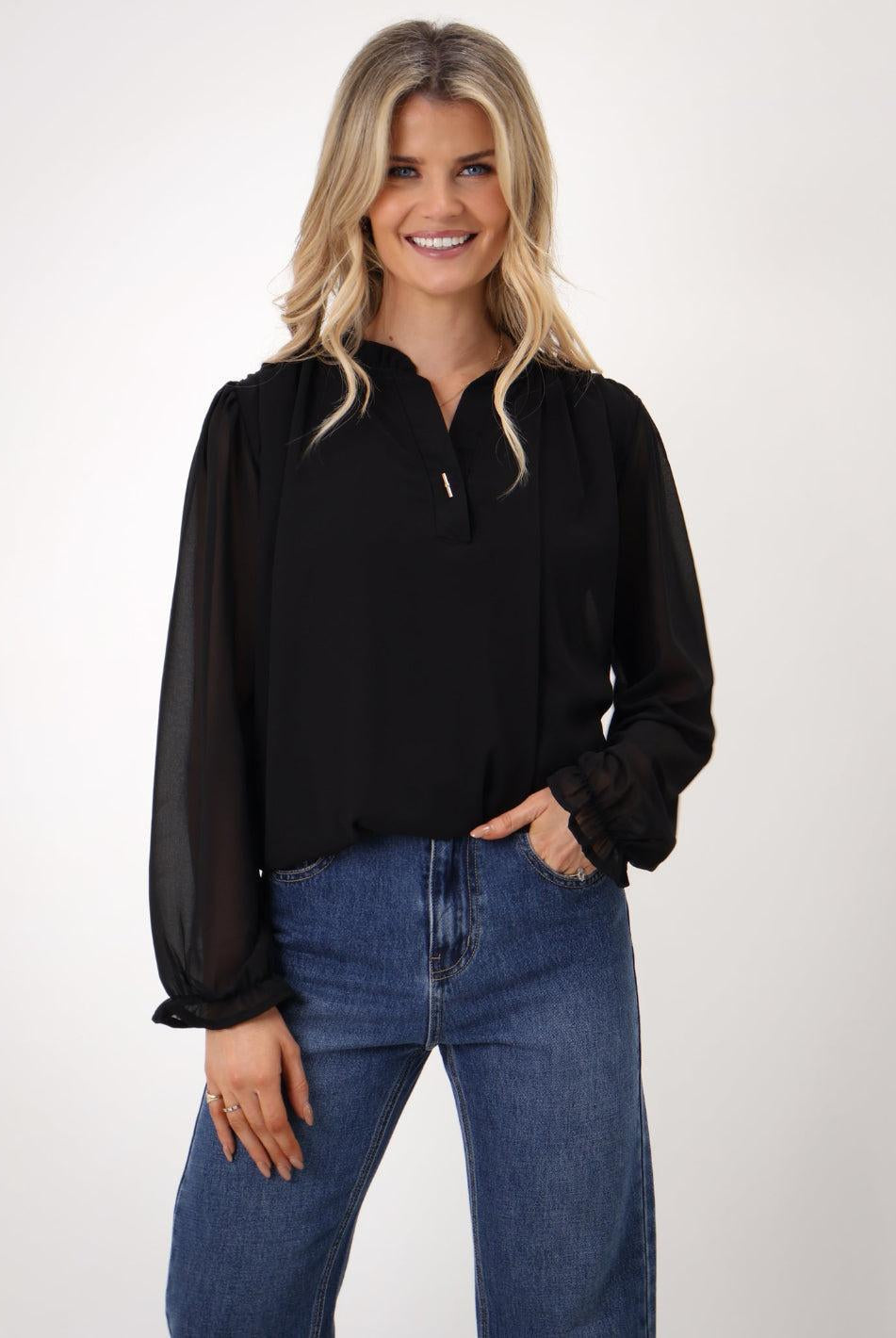 Kate & Pippa Fia Top In Black-Kate & Pippa Autumn/Winter Ladies Clothing