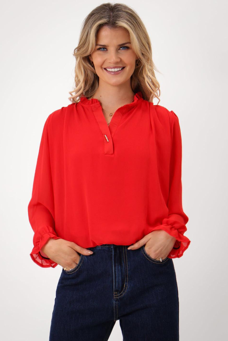 Kate & Pippa Fia Top In Red-Kate & Pippa Autumn/Winter Ladies Clothing