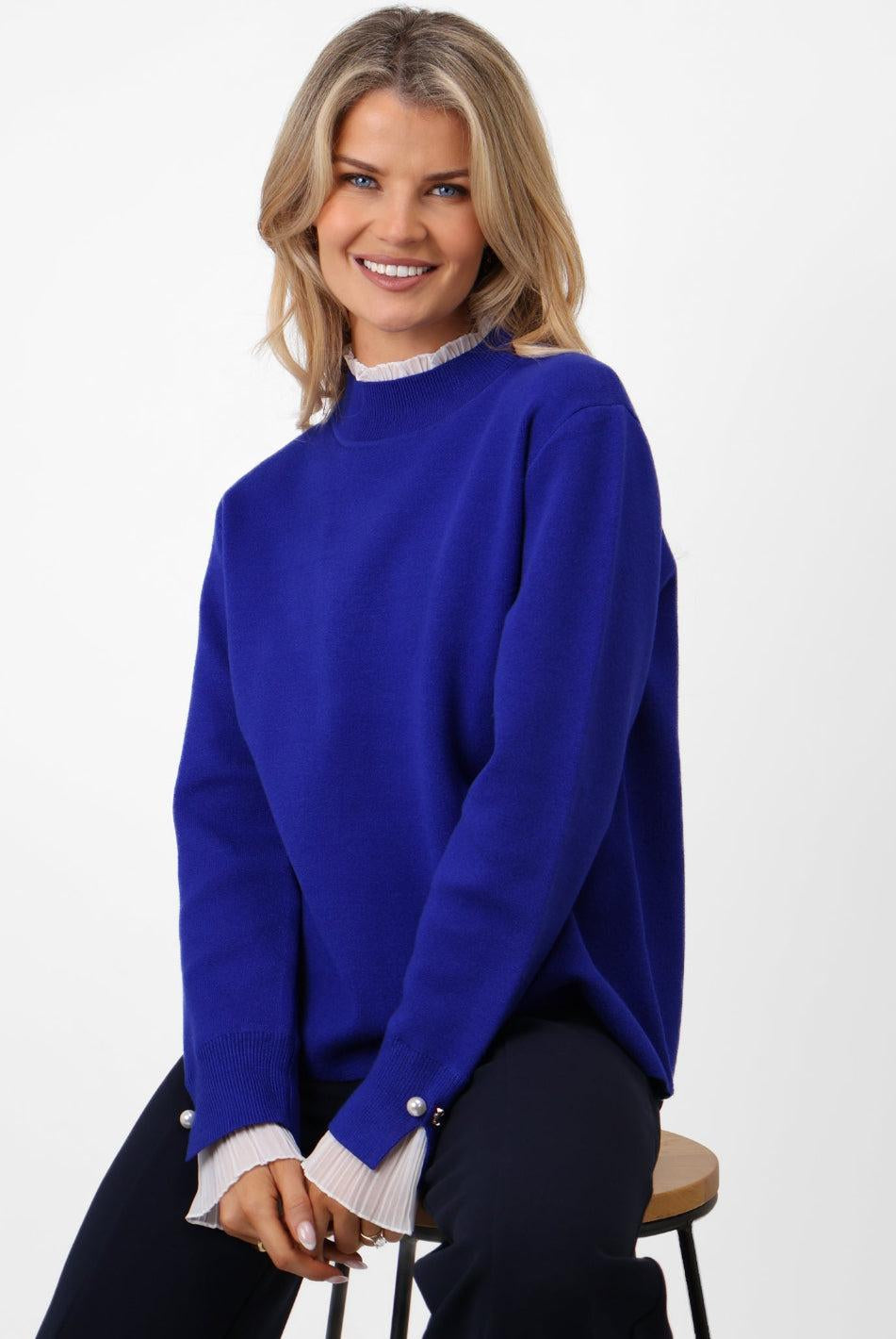 Kate & Pippa Gracie Knit Jumper In Blue-Kate & Pippa Autumn/Winter Ladies Clothing