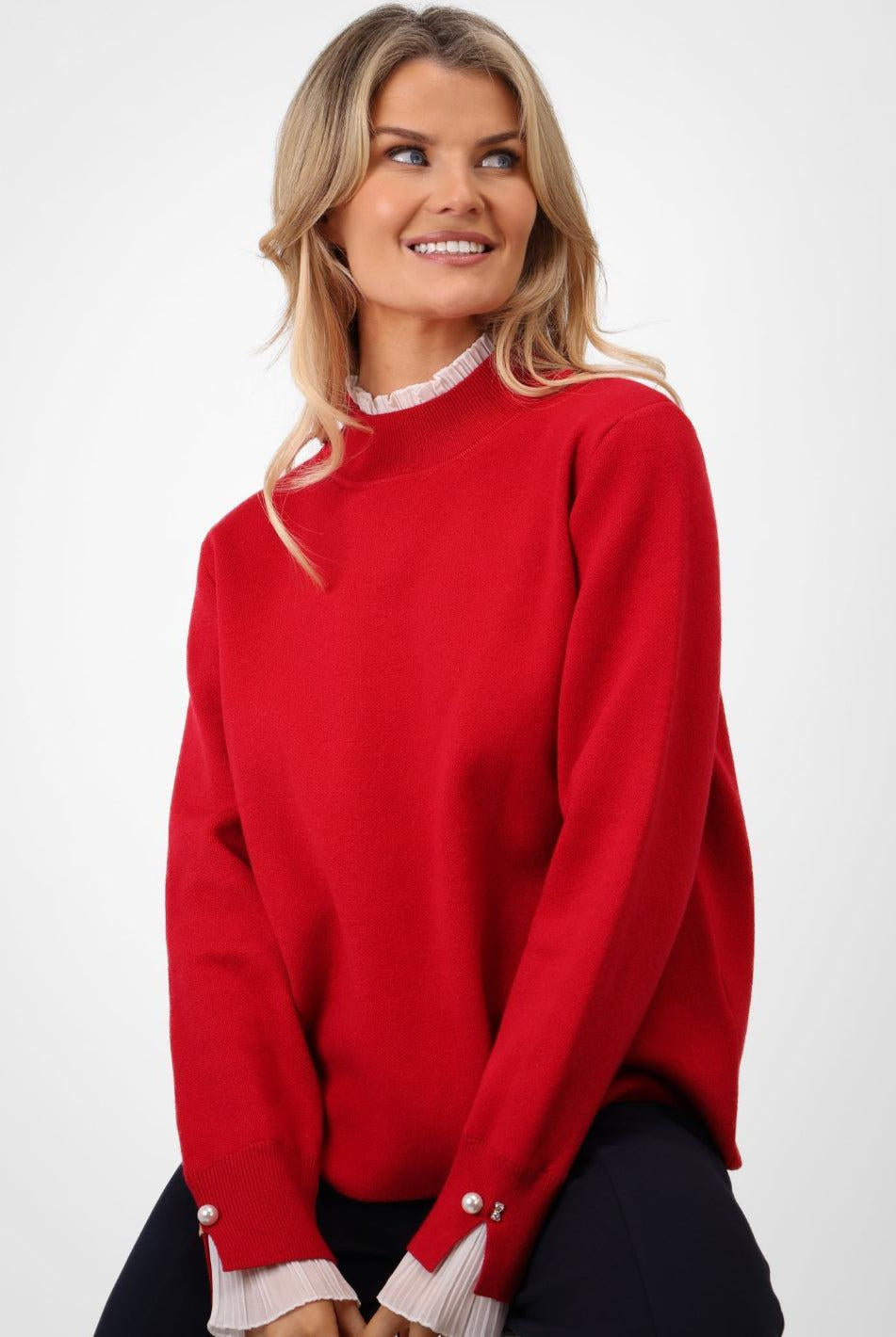 Kate & Pippa Gracie Knit Jumper In Red-Kate & Pippa Autumn/Winter Ladies Clothing