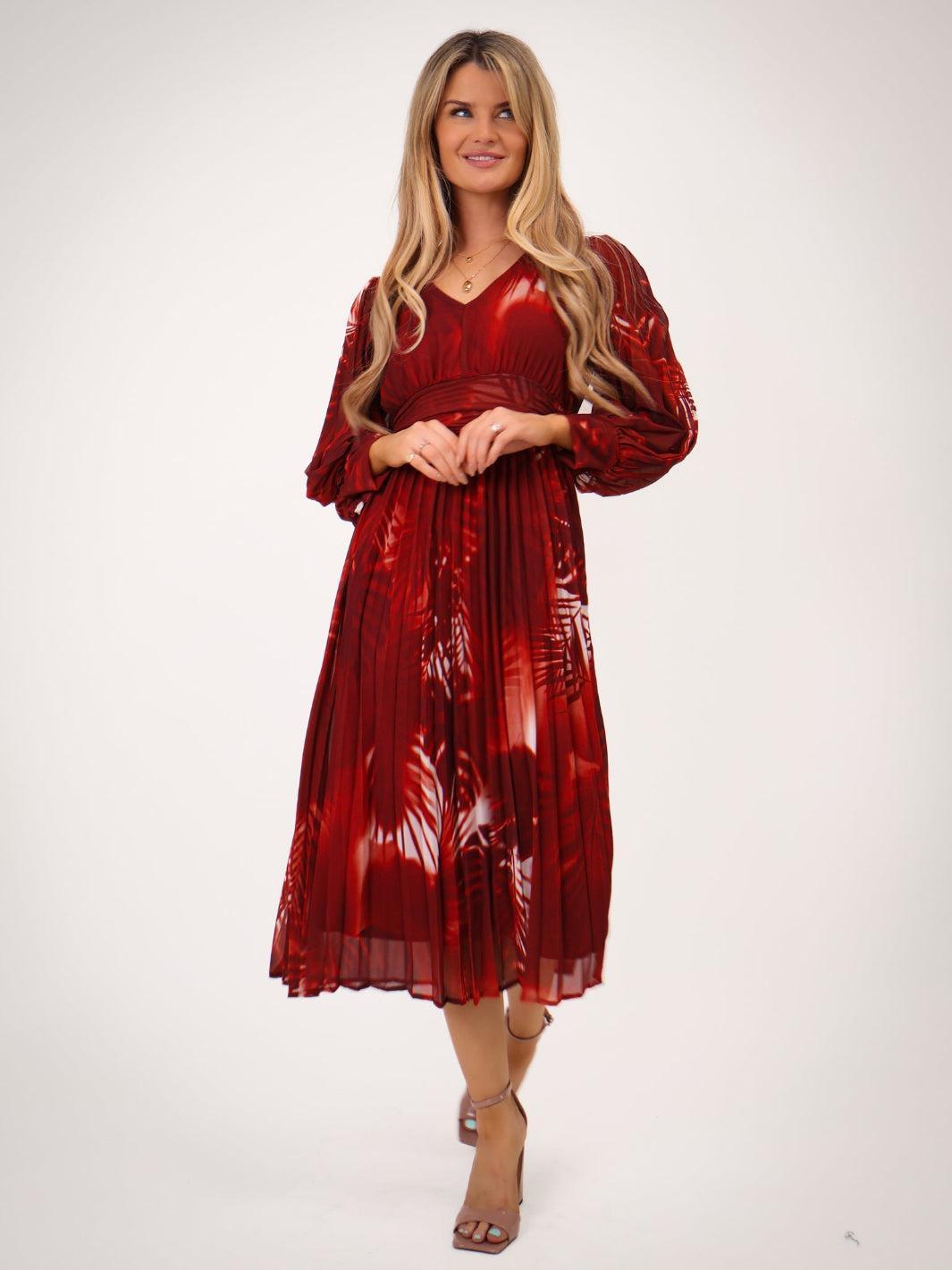 Kate & Pippa Hannah Dress In Red Print-Kate & Pippa Autumn/Winter Ladies Clothing