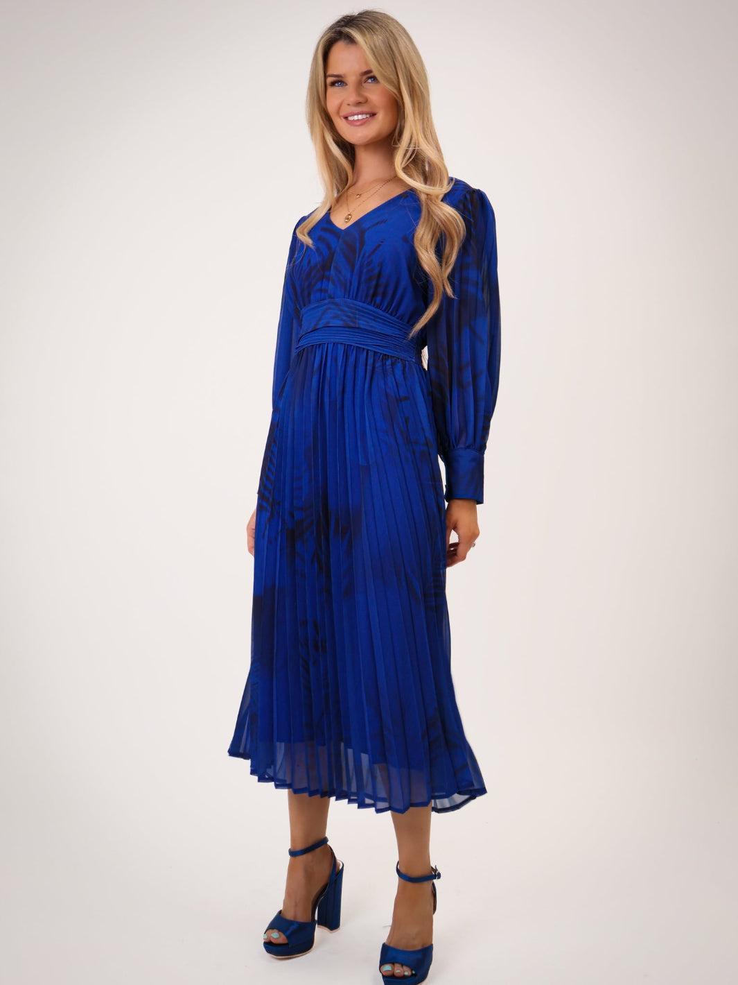 Kate & Pippa Hannah Dress In Royal Blue Print-Kate & Pippa Autumn/Winter Ladies Clothing