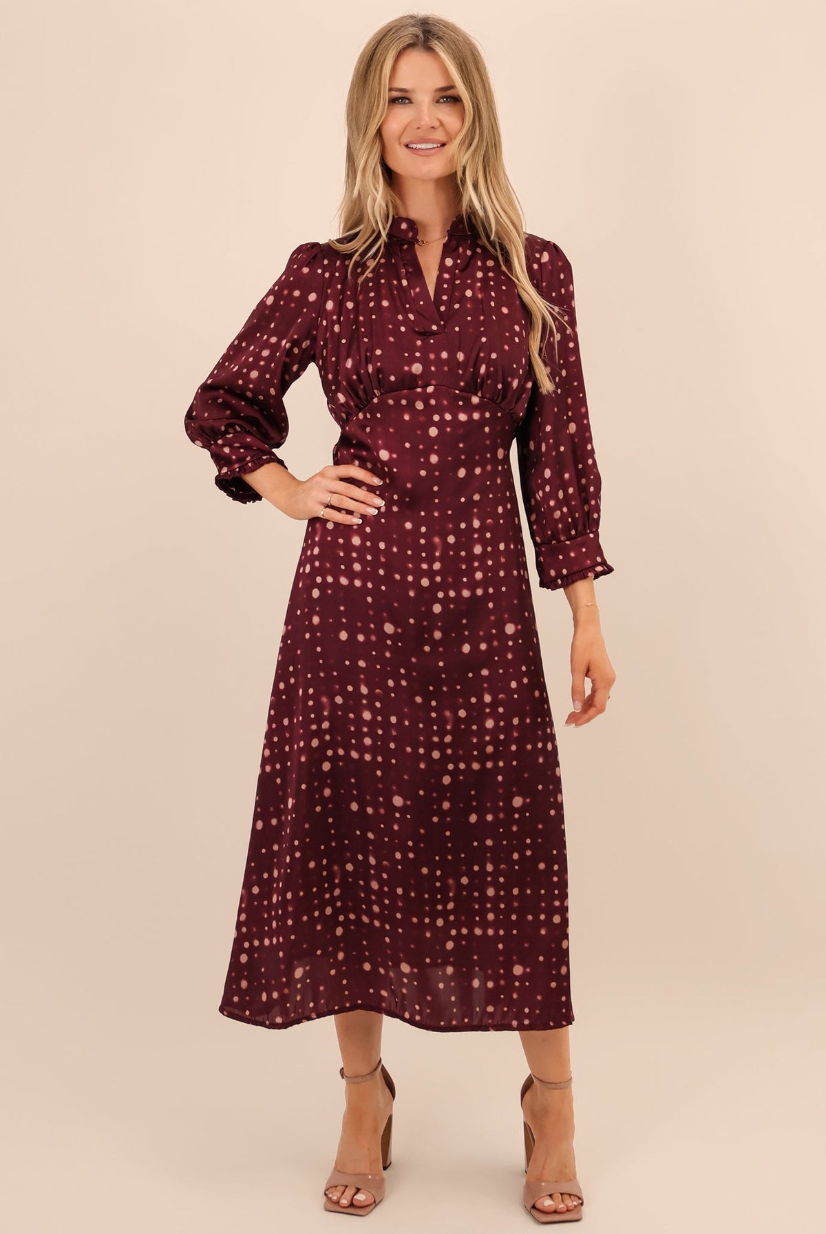 Kate & Pippa Kimber Midi Dress In Burgundy-Kate & Pippa