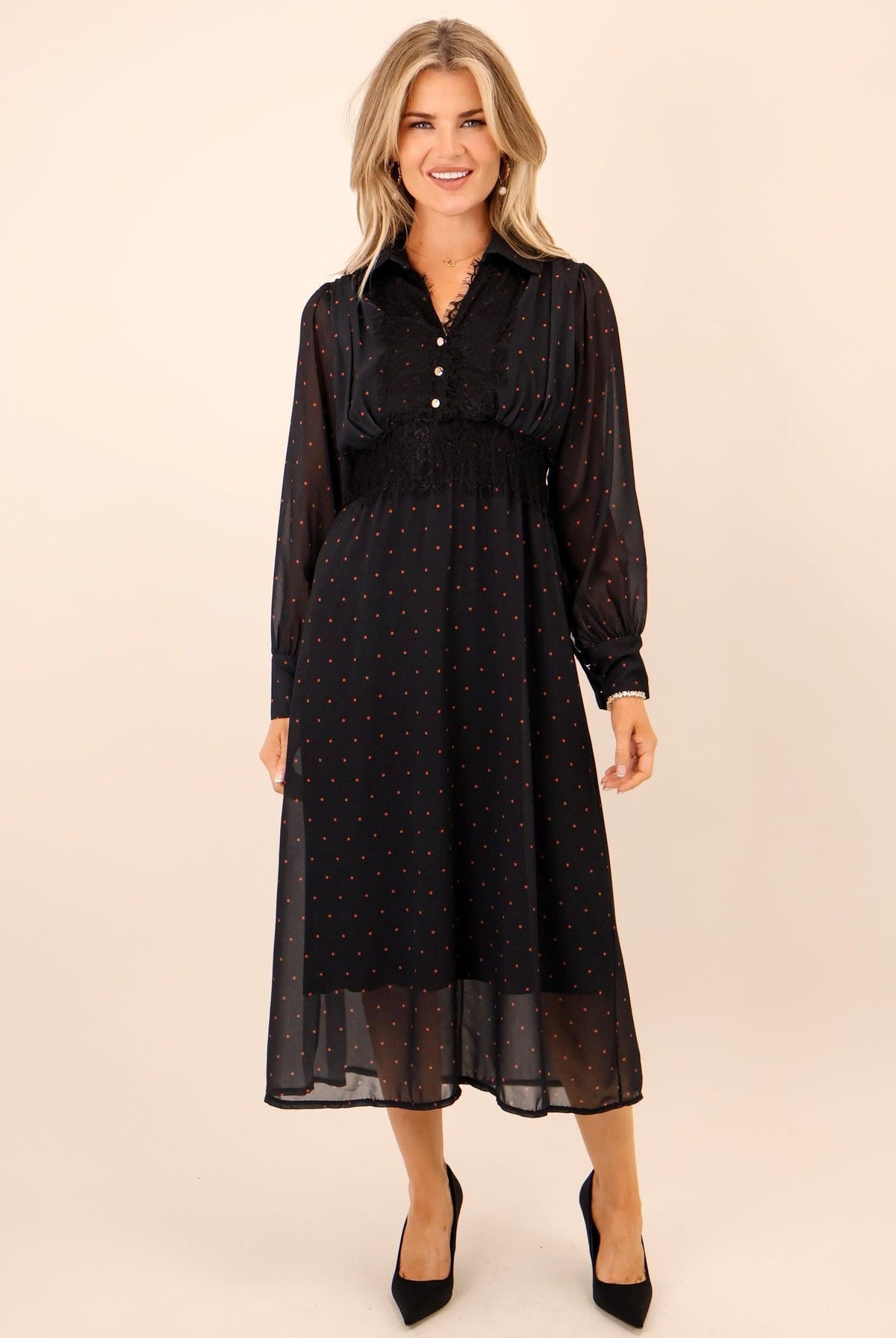 Kate & Pippa Kimi Midi Dress In Black-Kate & Pippa