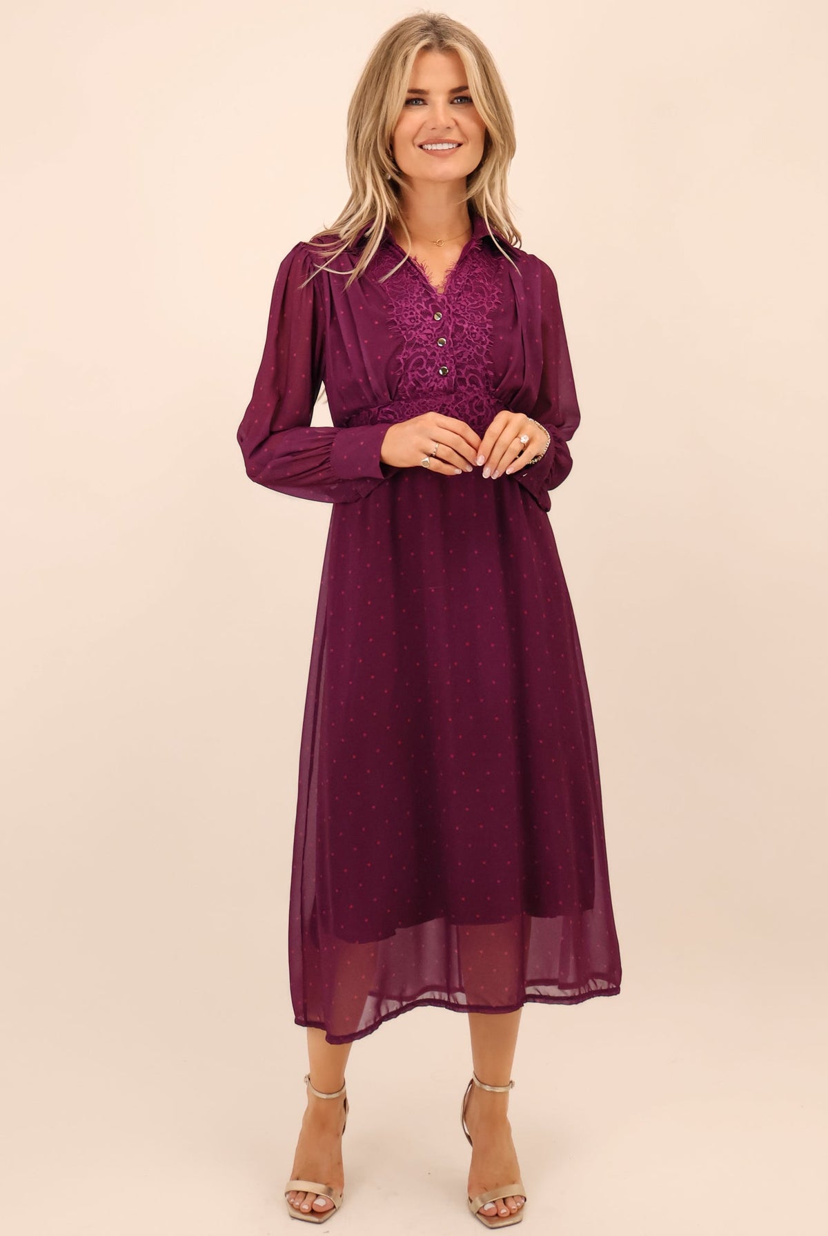 Kate & Pippa Kimi Midi Dress In Magenta-Kate & Pippa