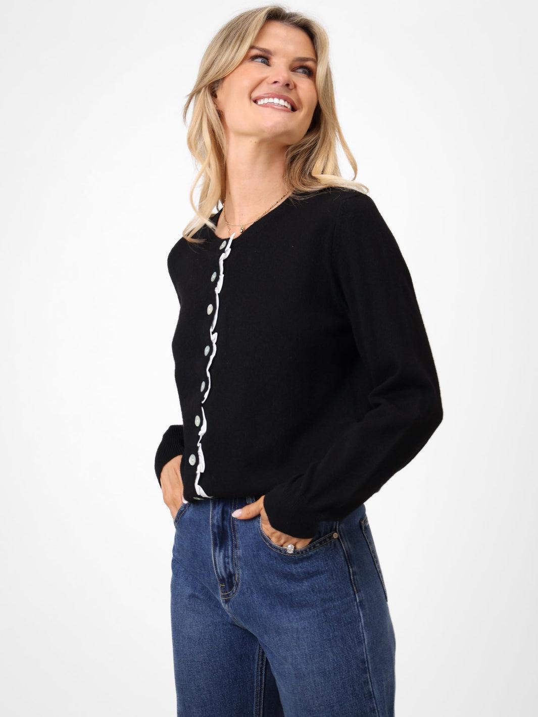 Kate & Pippa Lilah Cardigan In Black-Kate & Pippa Autumn/Winter Ladies Clothing