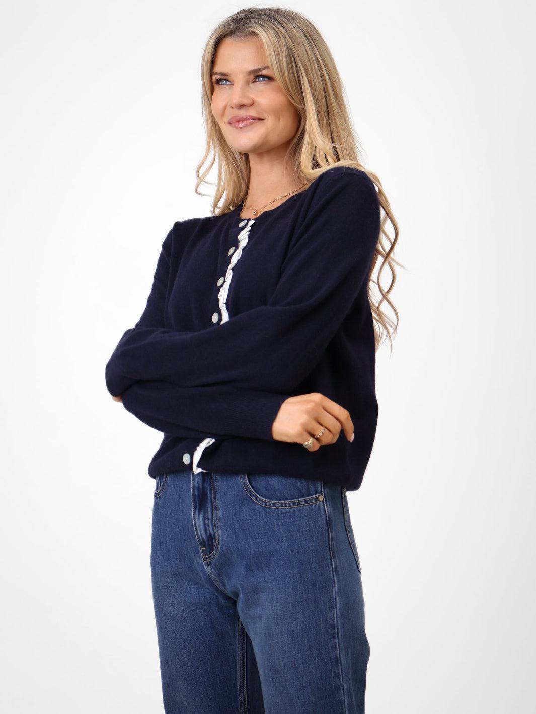 Kate & Pippa Lilah Cardigan In Navy-Kate & Pippa Autumn/Winter Ladies Clothing
