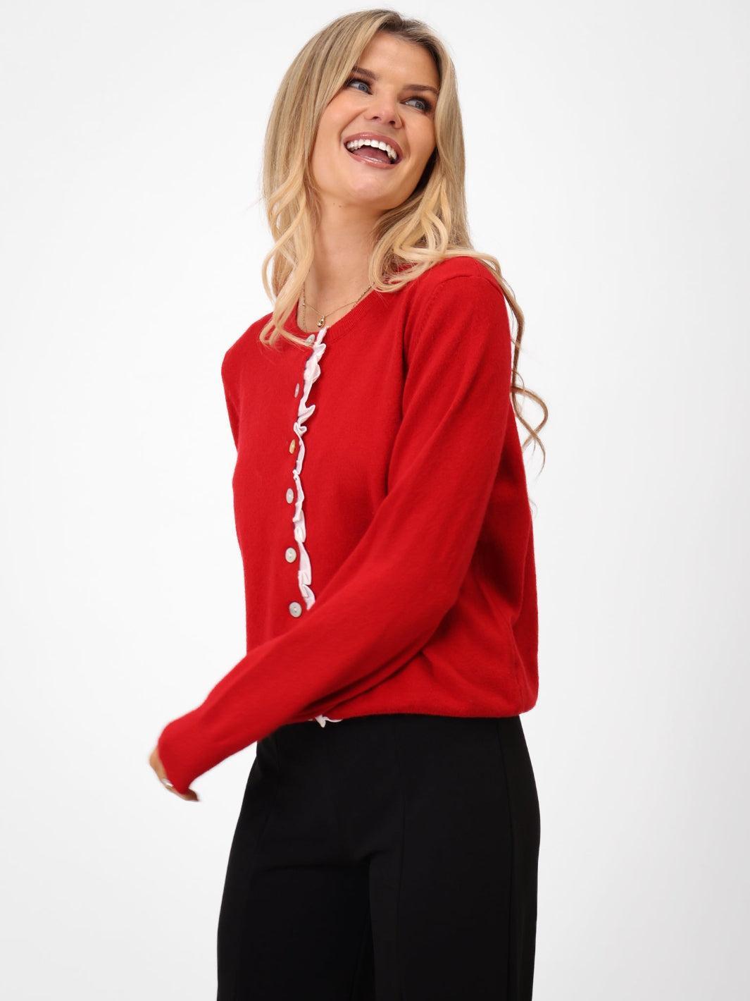 Kate & Pippa Lilah Cardigan In Red-Kate & Pippa Autumn/Winter Ladies Clothing