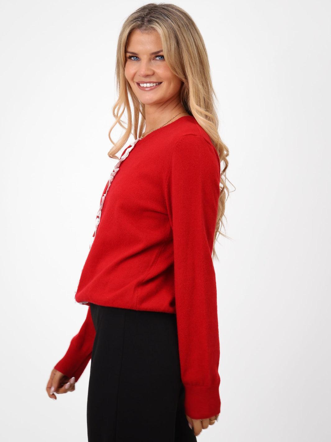 Kate & Pippa Lilah Cardigan In Red-Kate & Pippa Autumn/Winter Ladies Clothing