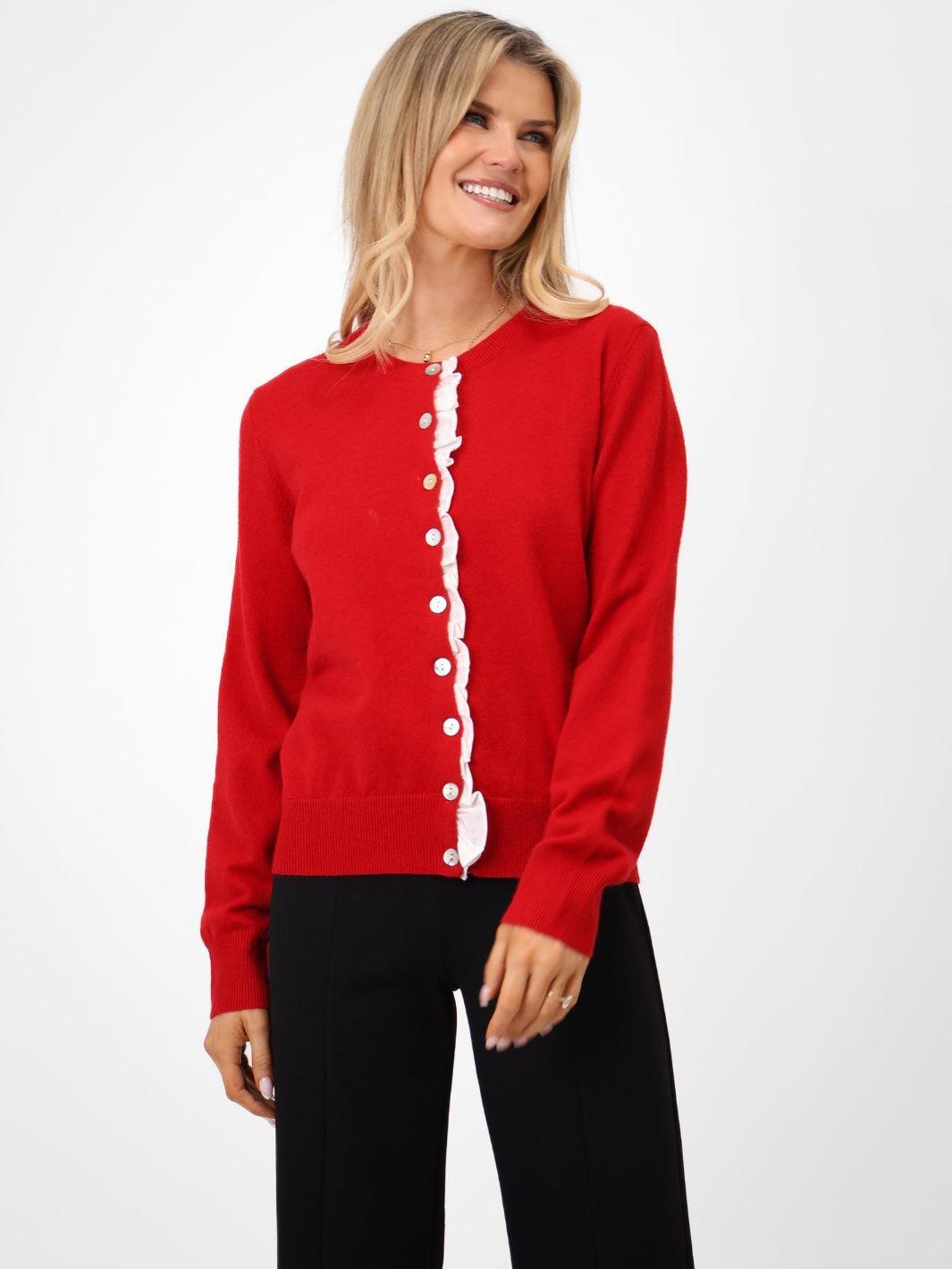 Kate & Pippa Lilah Cardigan In Red-Kate & Pippa Autumn/Winter Ladies Clothing