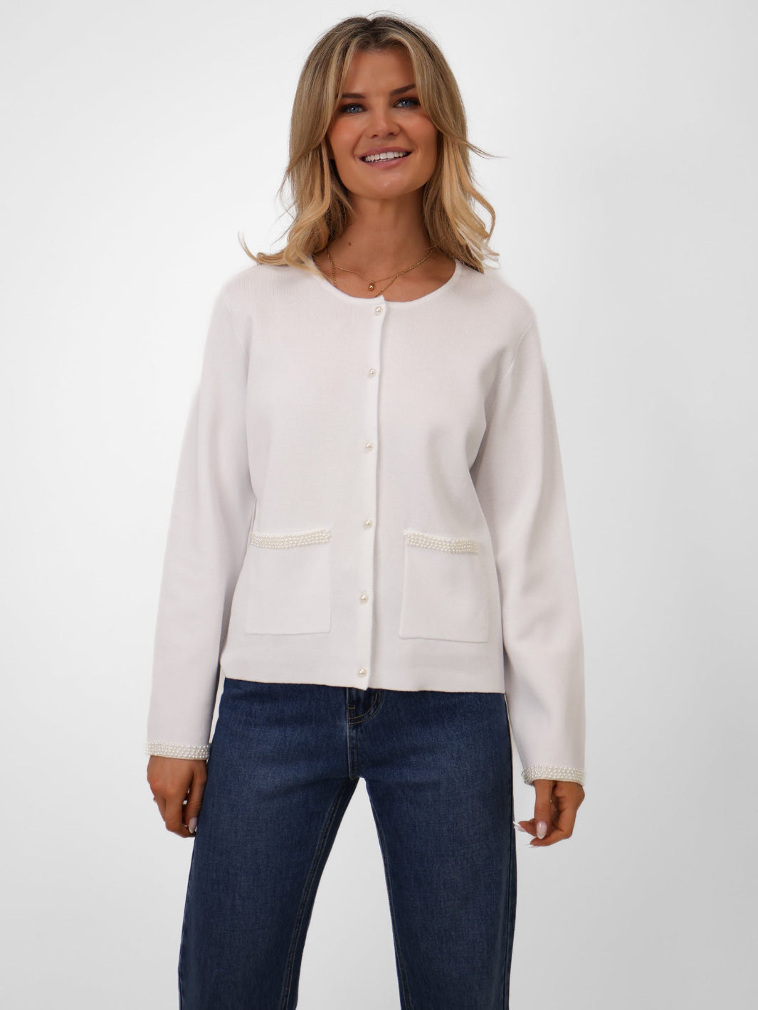 Kate & Pippa Luna Cardigan In White-Kate & Pippa Autumn/Winter Ladies Clothing