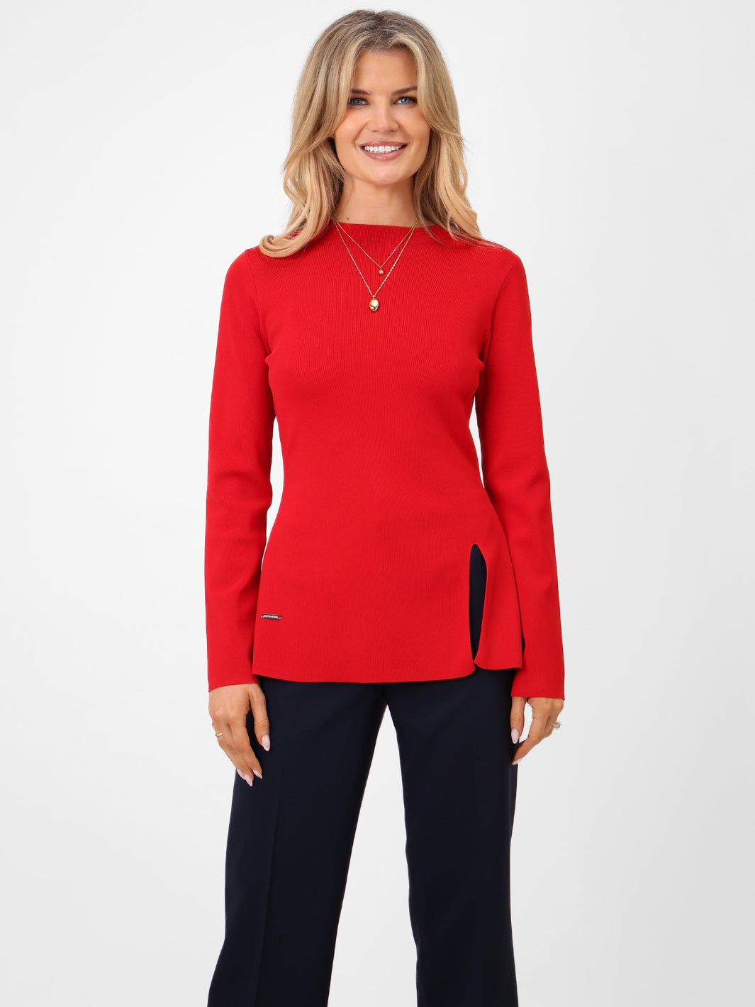 Kate & Pippa Margot Knit Top In Red-Kate & Pippa Autumn/Winter Ladies Clothing