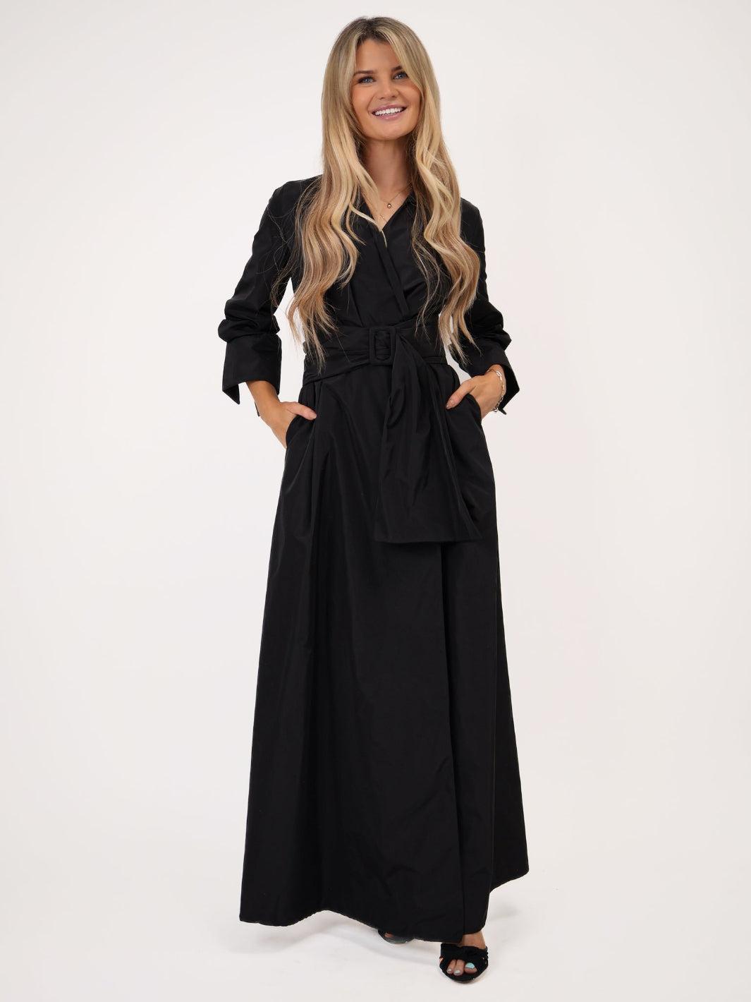 Kate & Pippa Penelope Taffeta Maxi Dress In Black-Kate & Pippa Autumn/Winter Ladies Clothing