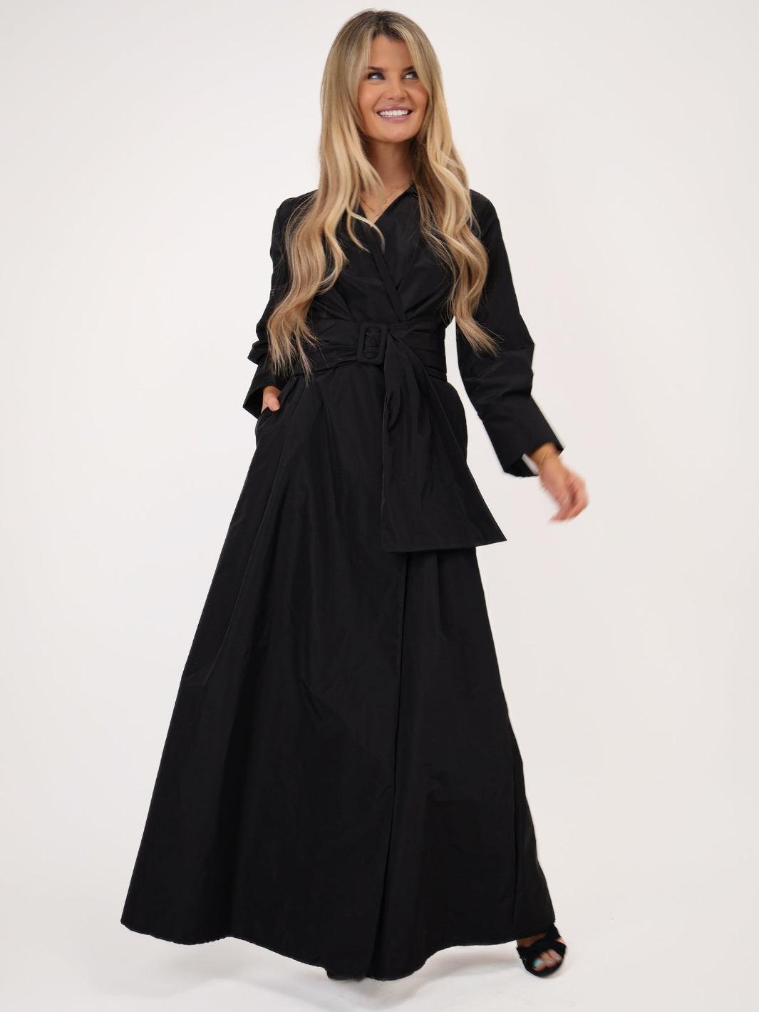 Kate & Pippa Penelope Taffeta Maxi Dress In Black-Kate & Pippa Autumn/Winter Ladies Clothing