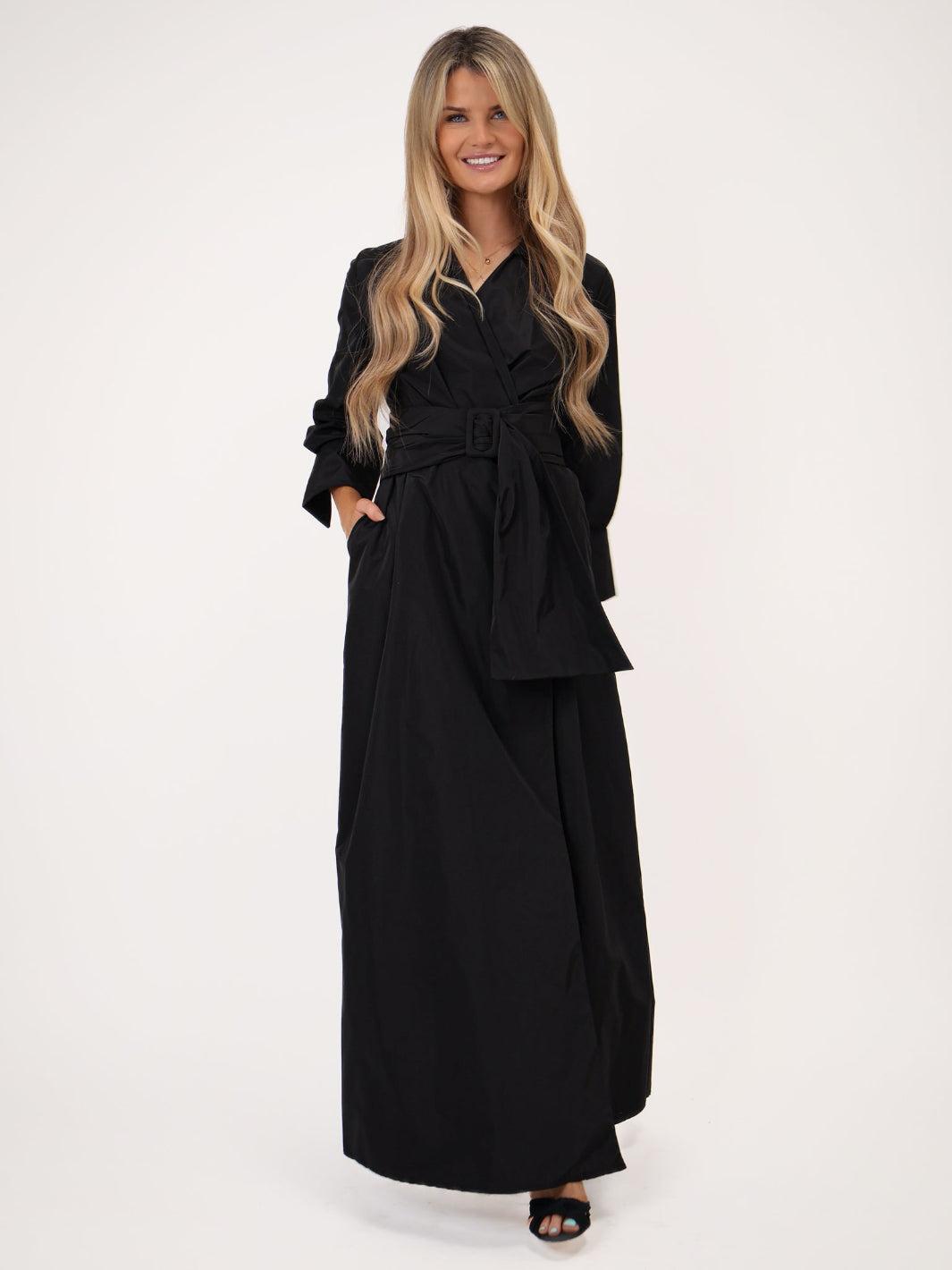 Kate & Pippa Penelope Taffeta Maxi Dress In Black-Kate & Pippa Autumn/Winter Ladies Clothing