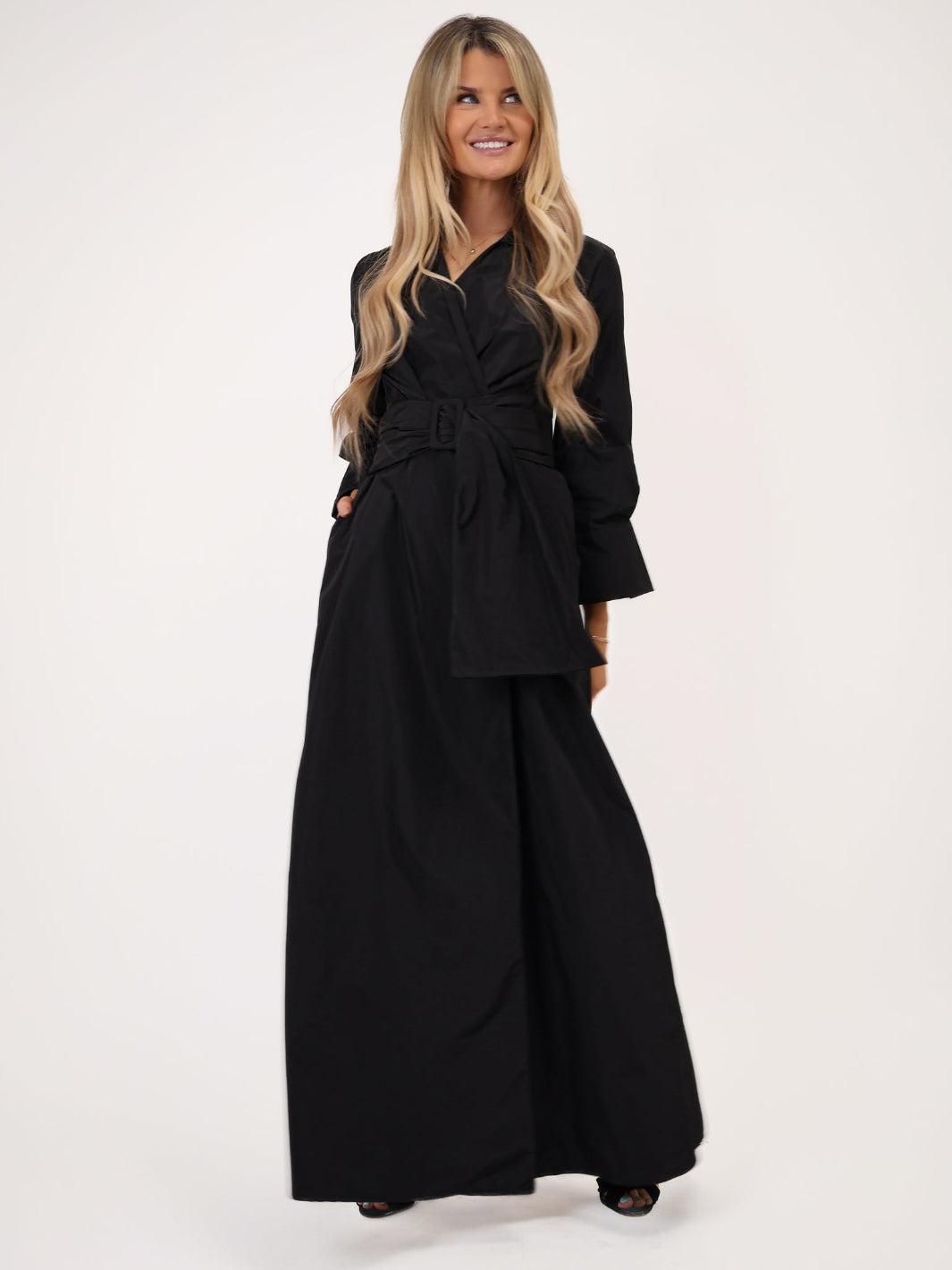 Kate & Pippa Penelope Taffeta Maxi Dress In Black-Kate & Pippa Autumn/Winter Ladies Clothing