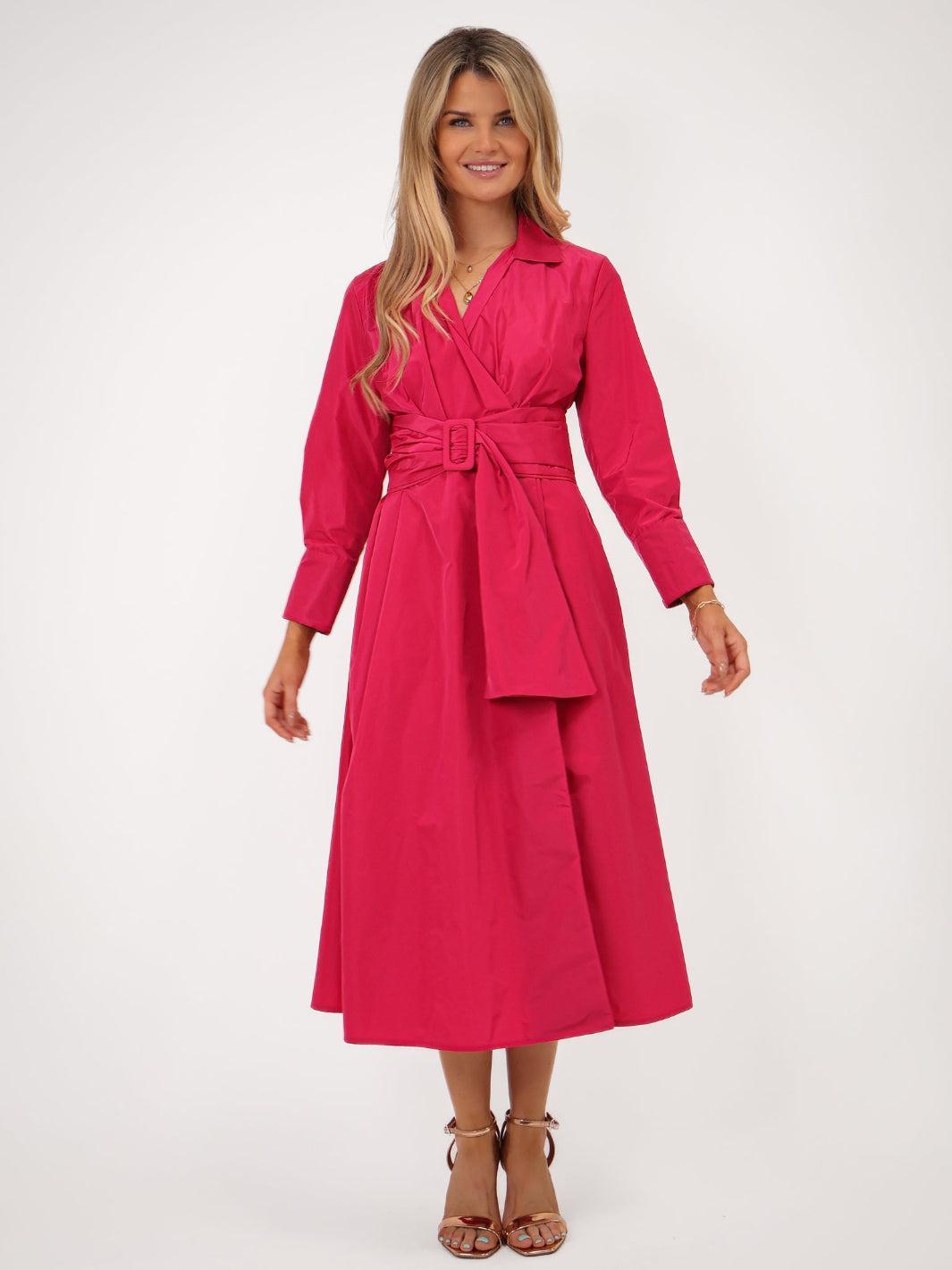 Kate & Pippa Penelope Taffeta Midi Dress In Pink-Kate & Pippa Autumn/Winter Ladies Clothing