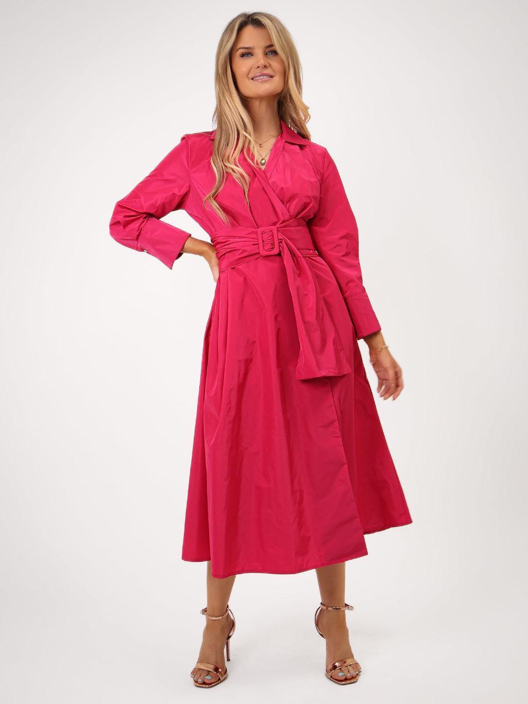Kate & Pippa Penelope Taffeta Midi Dress In Pink-Kate & Pippa Autumn/Winter Ladies Clothing