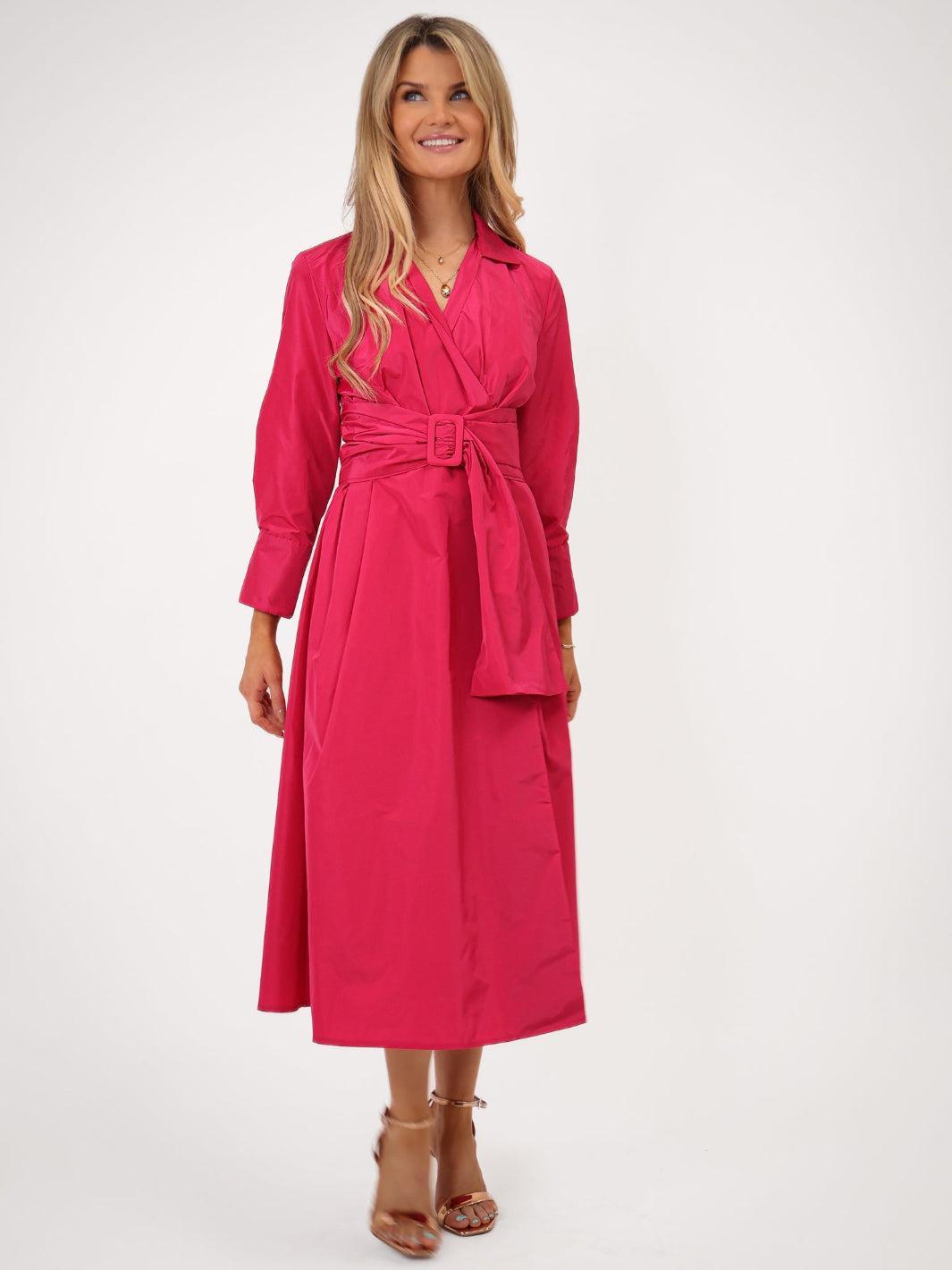 Kate & Pippa Penelope Taffeta Midi Dress In Pink-Kate & Pippa Autumn/Winter Ladies Clothing