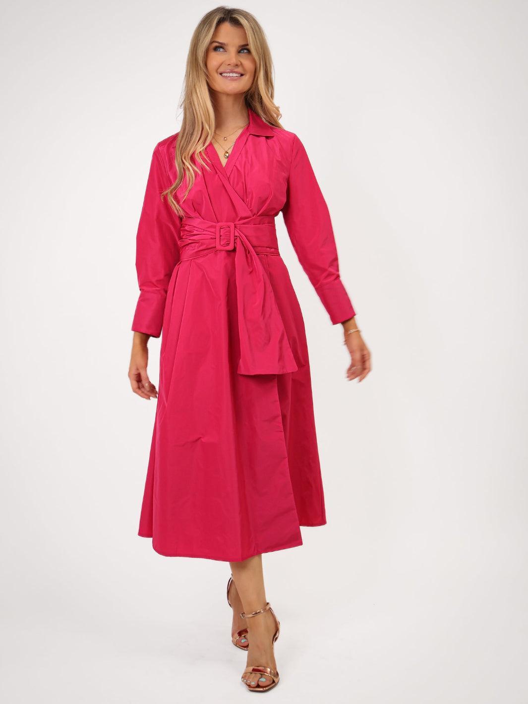 Kate & Pippa Penelope Taffeta Midi Dress In Pink-Kate & Pippa Autumn/Winter Ladies Clothing