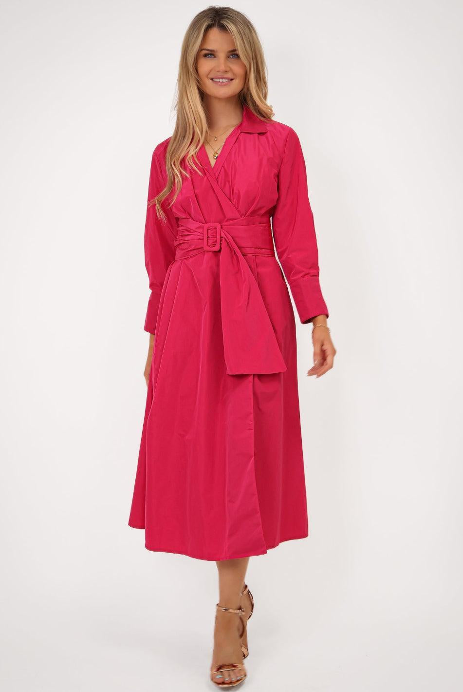 Kate & Pippa Penelope Taffeta Midi Dress In Pink-Kate & Pippa Autumn/Winter Ladies Clothing