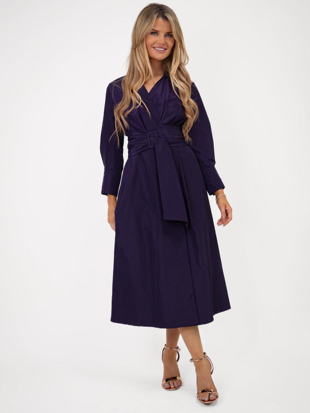 Kate & Pippa Penelope Taffeta Midi Dress In Purple-Kate & Pippa Autumn/Winter Ladies Clothing