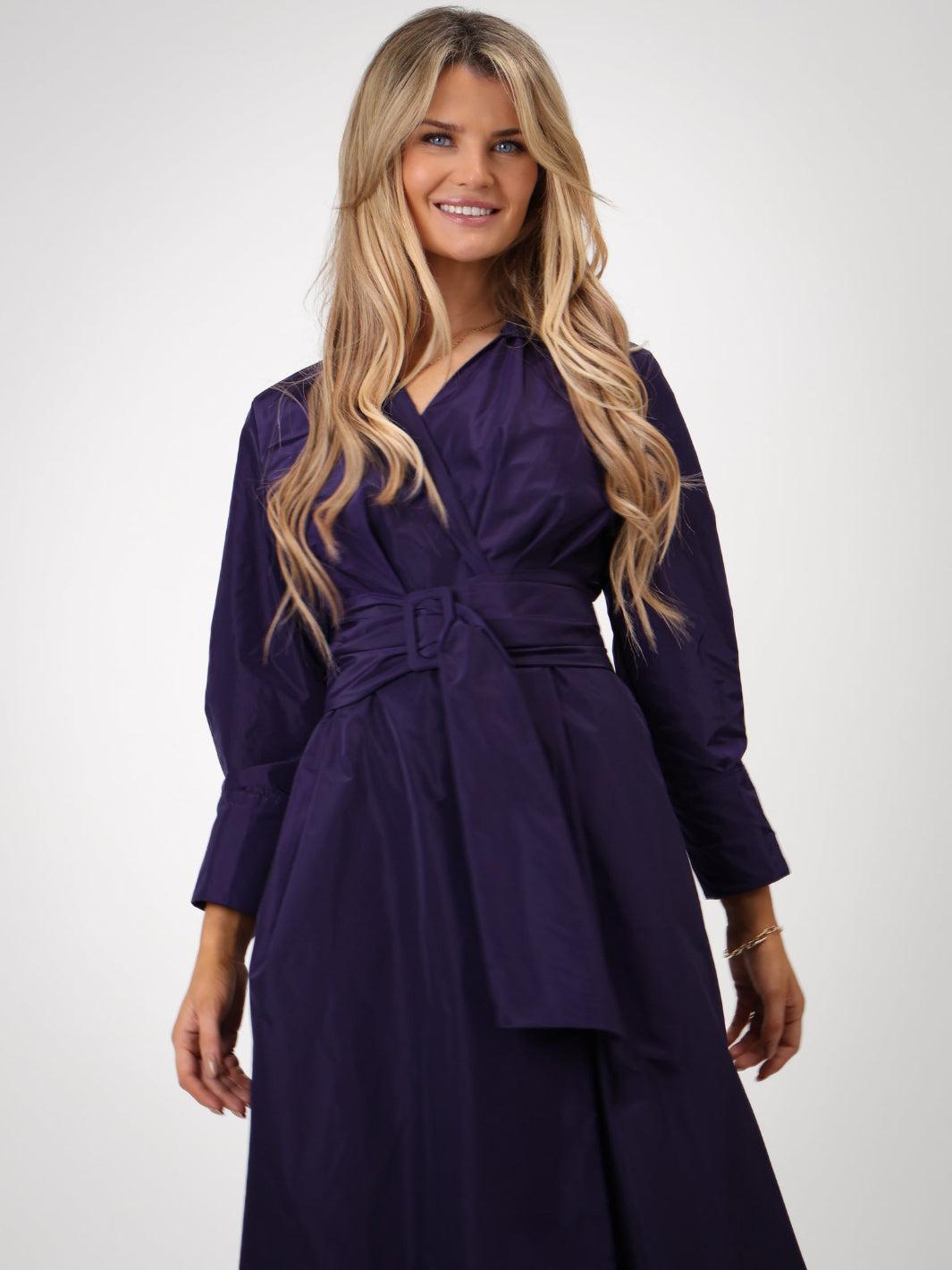 Kate & Pippa Penelope Taffeta Midi Dress In Purple-Kate & Pippa Autumn/Winter Ladies Clothing
